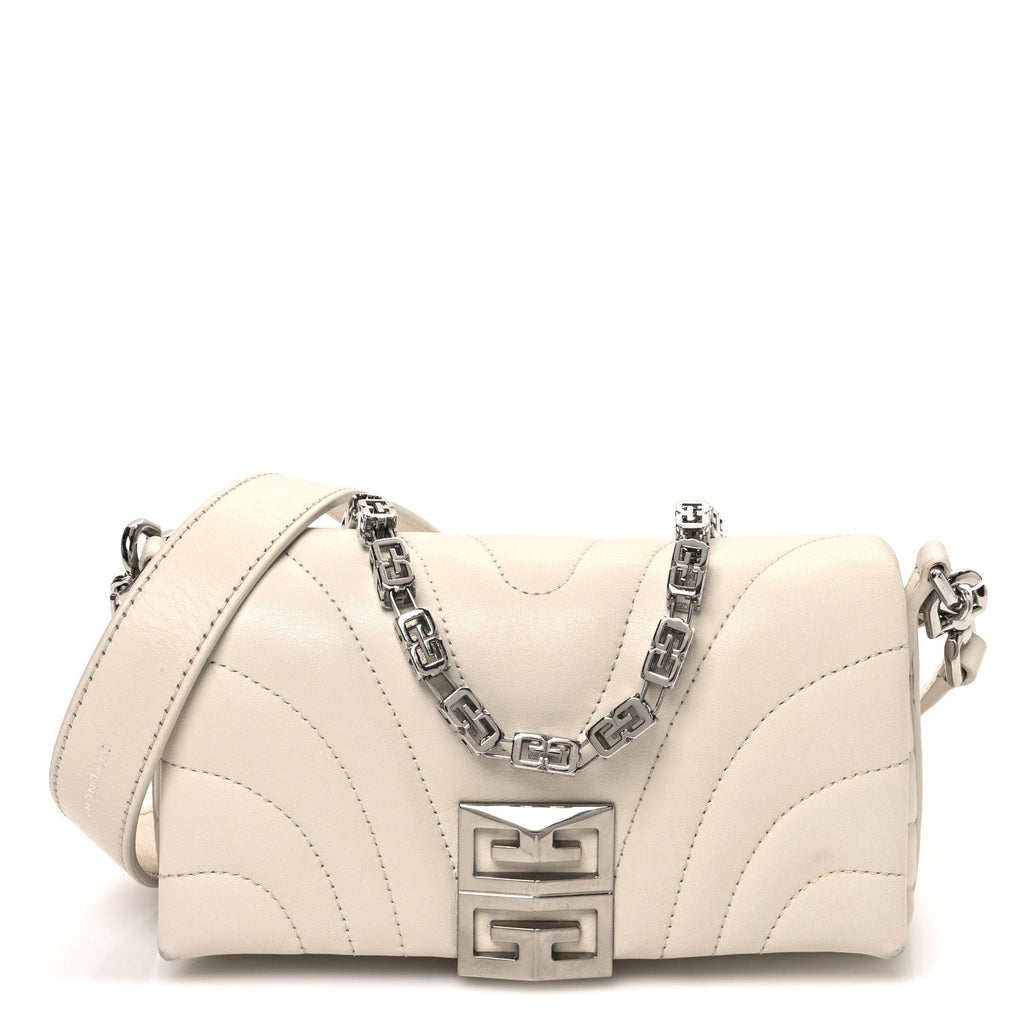 Calfskin Quilted Micro 4G Soft Bag White