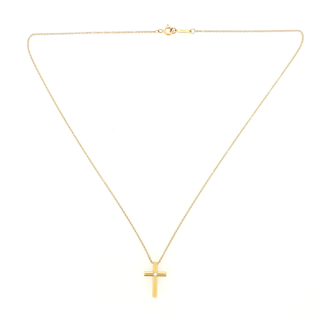 Cross Pendant Necklace 18K Yellow Gold with Diamond