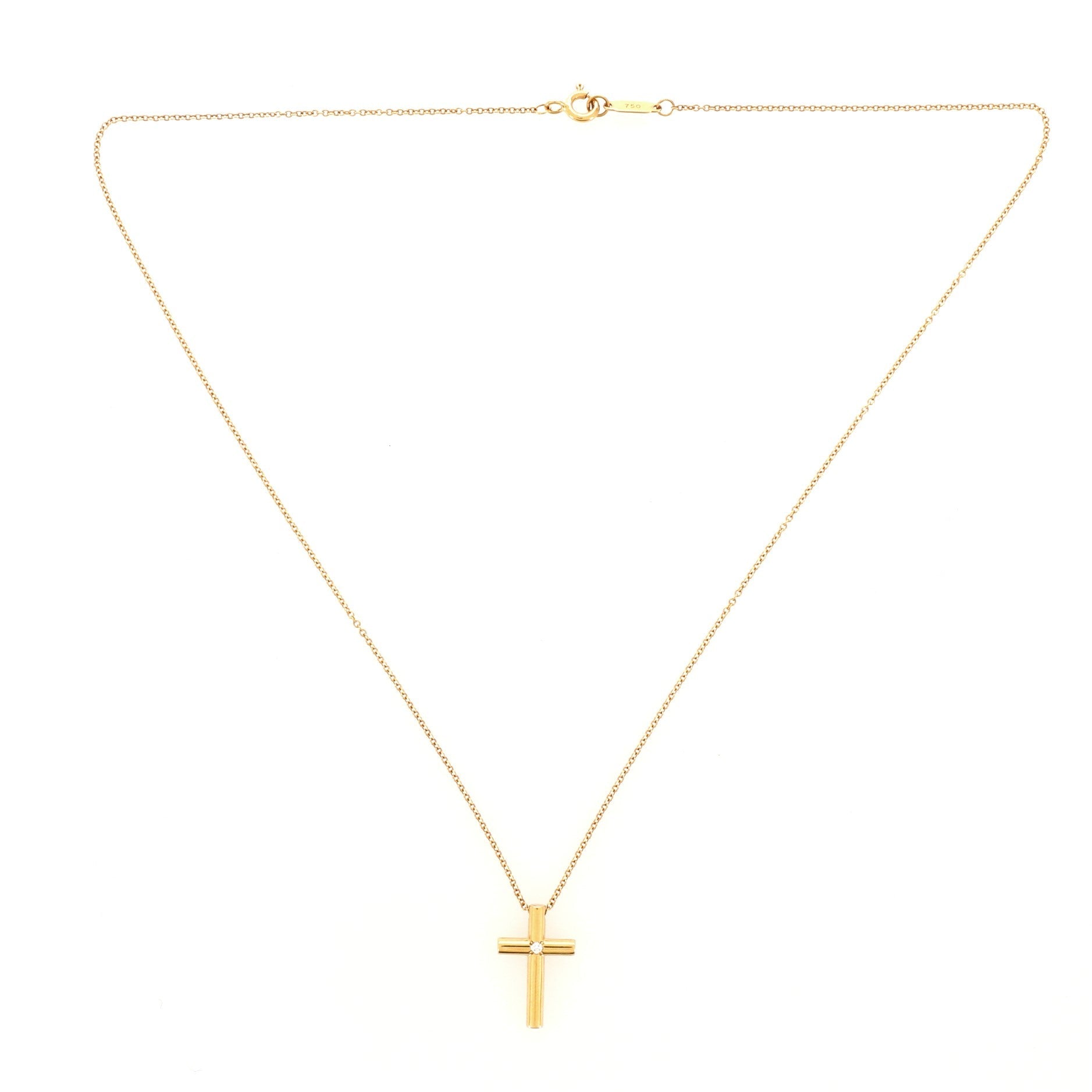 Cross Pendant Necklace 18K Yellow Gold with Diamond