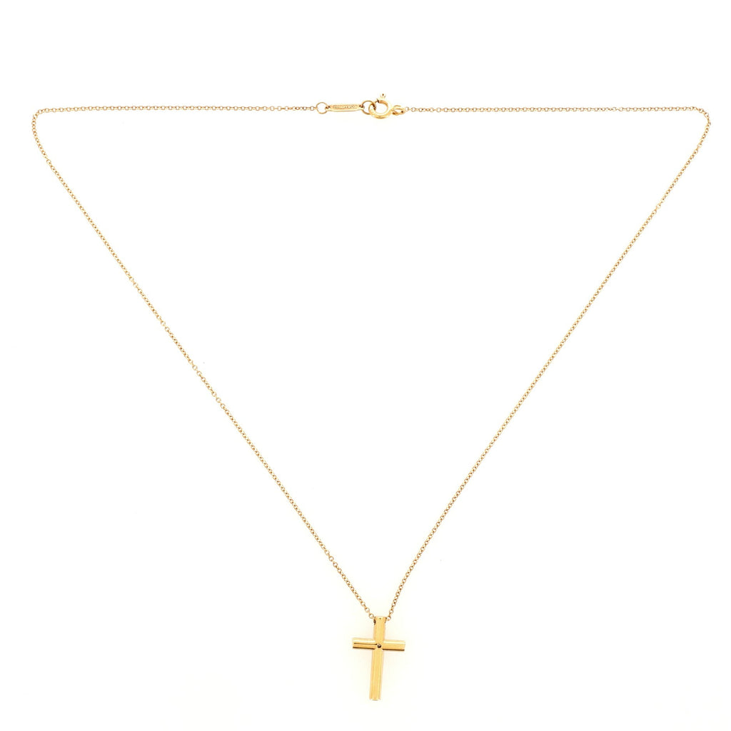 Cross Pendant Necklace 18K Yellow Gold with Diamond