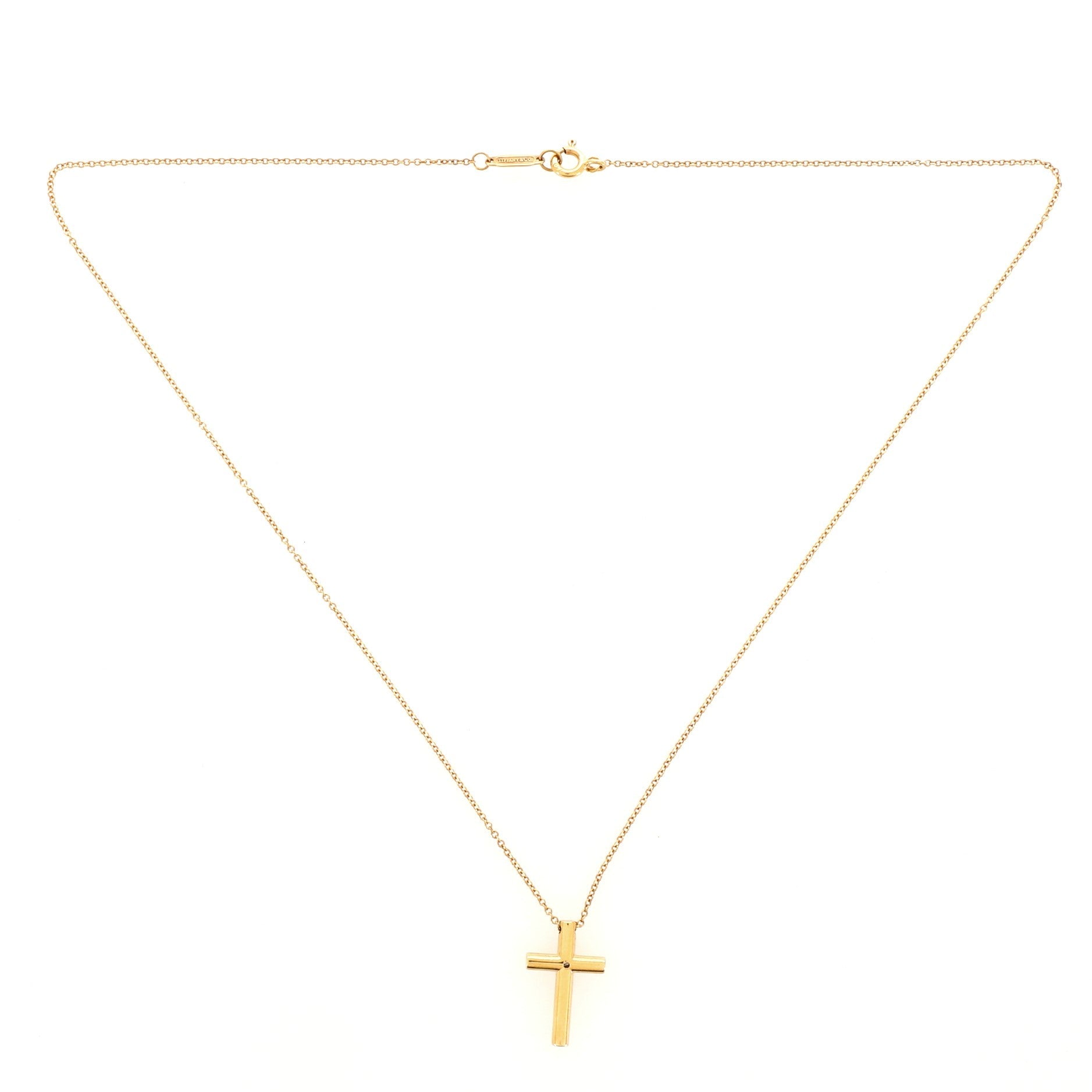 Cross Pendant Necklace 18K Yellow Gold with Diamond