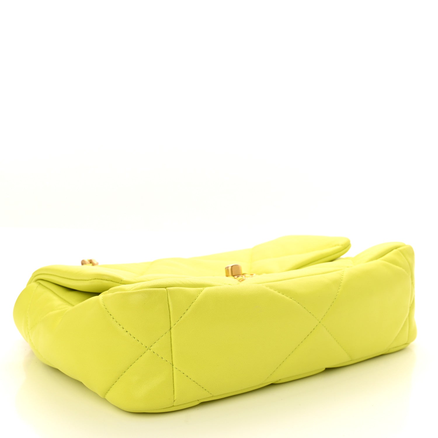Shiny Lambskin Quilted Medium Chanel 19 Flap Neon Yellow