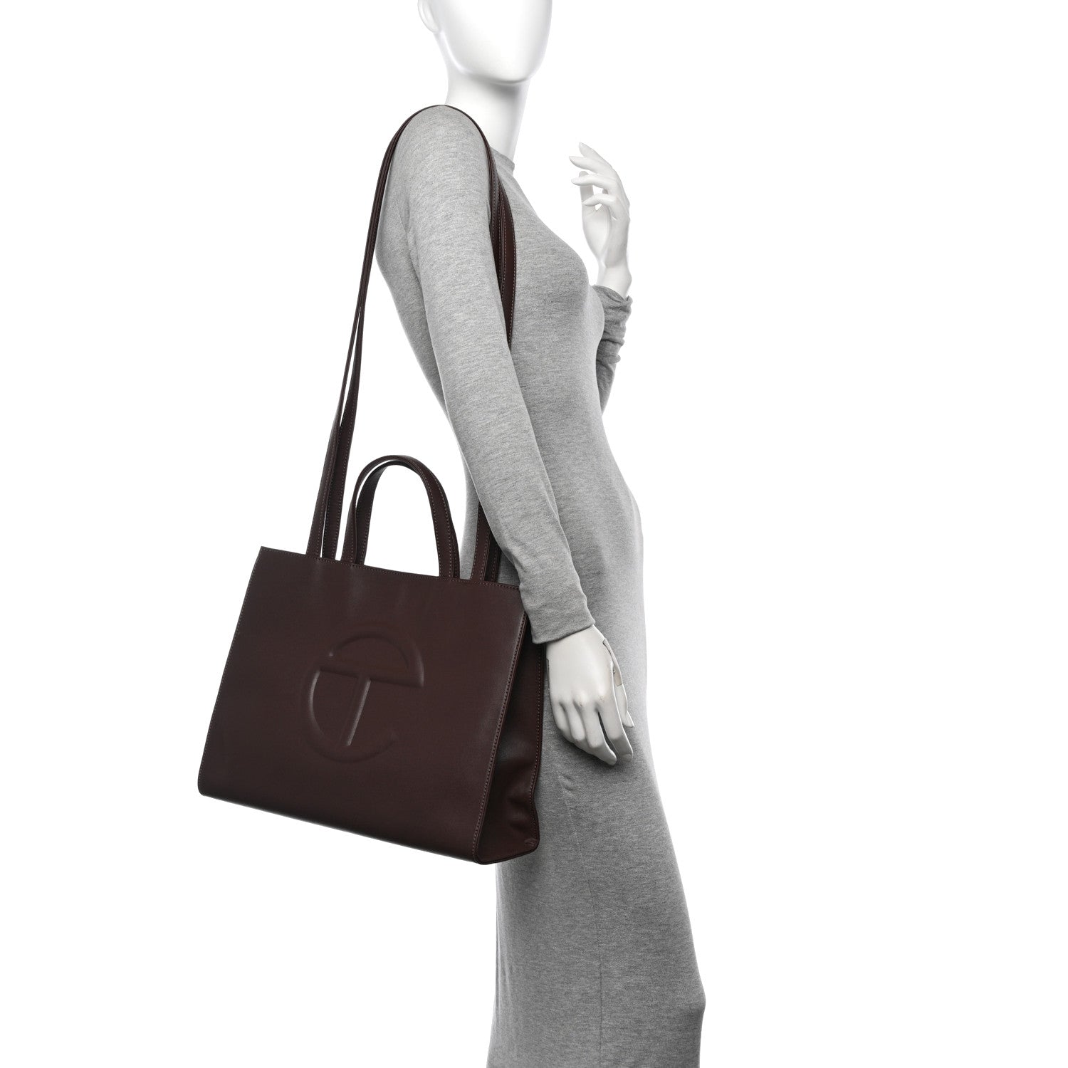 Vegan Leather Medium Shopping Bag Chocolate