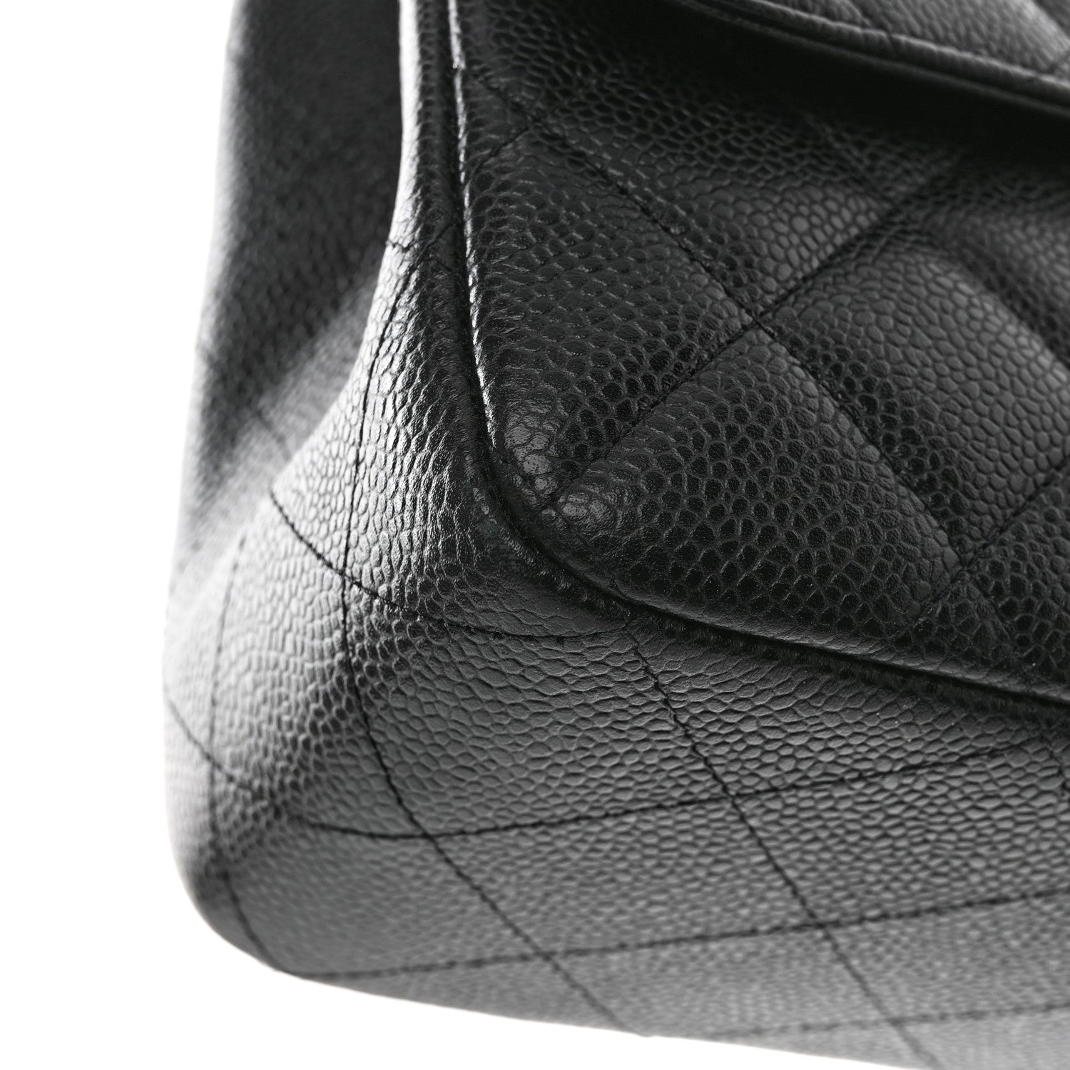 Caviar Quilted Jumbo Double Flap Black