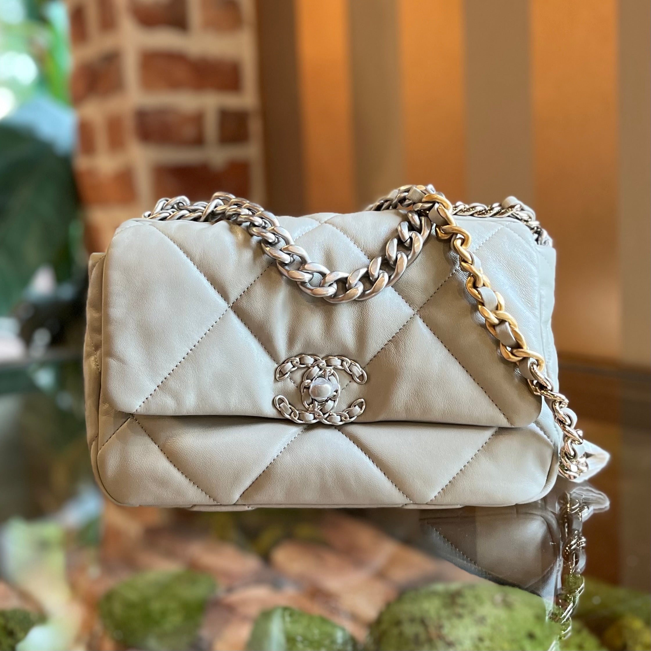 CHANEL Chanel 19 Medium Quilted Goatskin Flap Bag