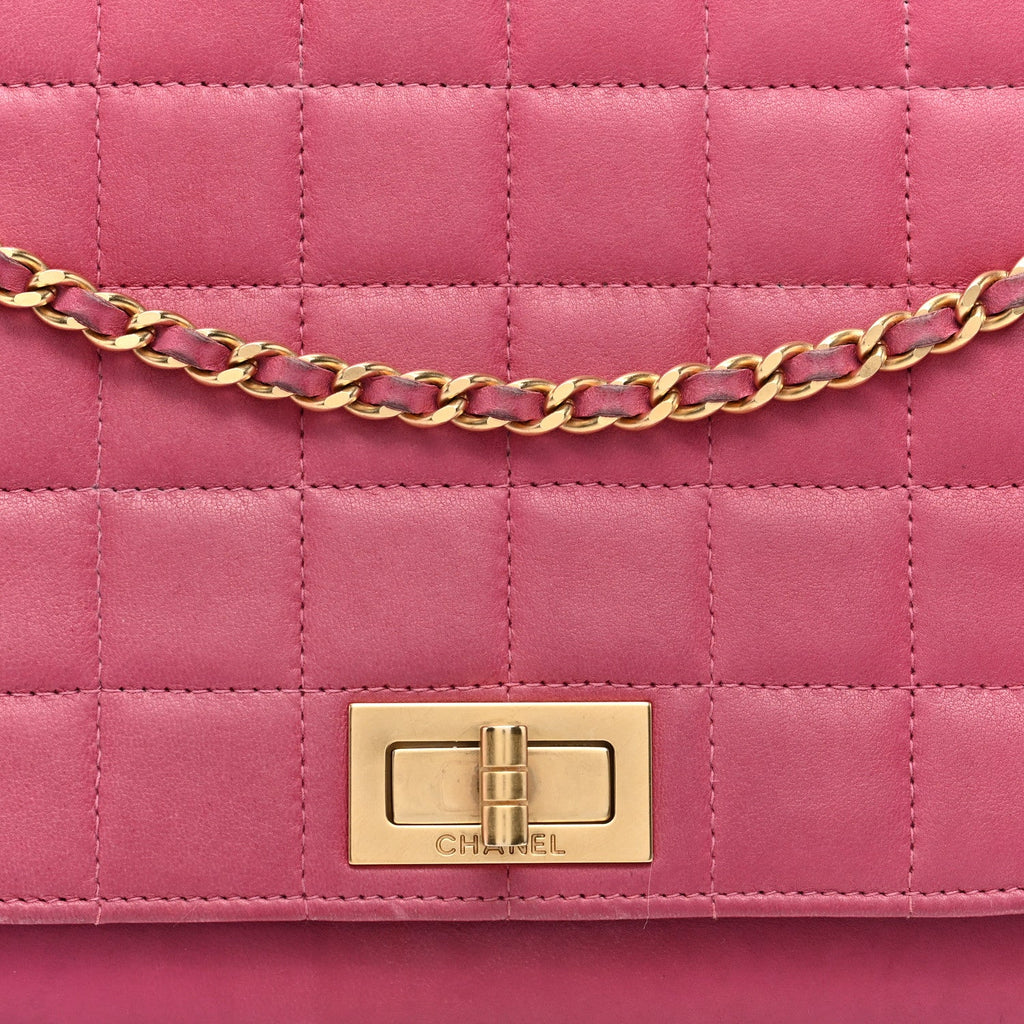 Lambskin Chocolate Bar Accordion Reissue Flap Pink