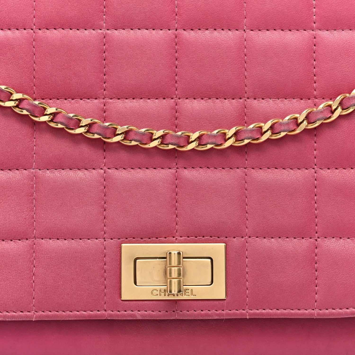 Lambskin Chocolate Bar Accordion Reissue Flap Pink
