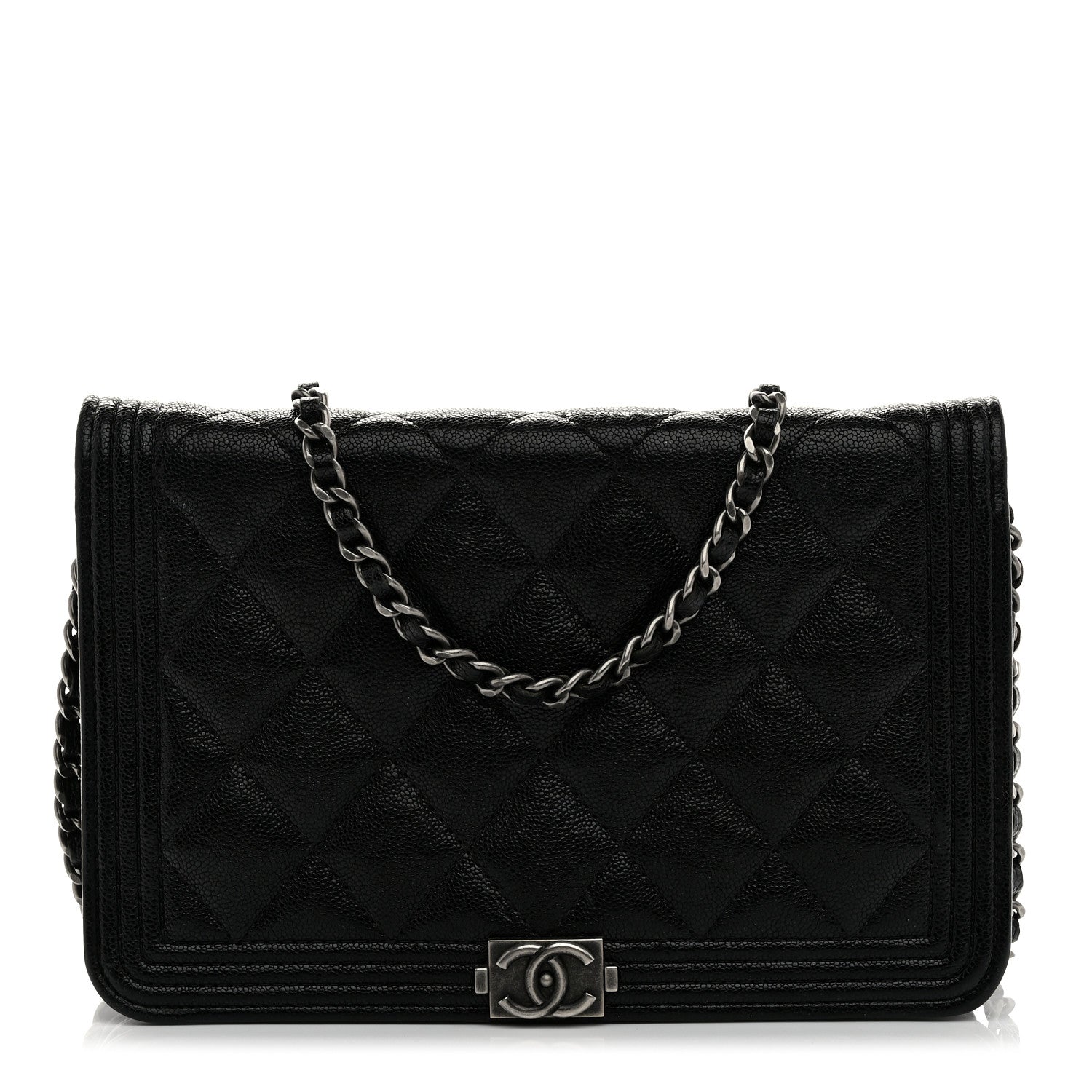 Caviar Quilted Boy Wallet On Chain WOC Black