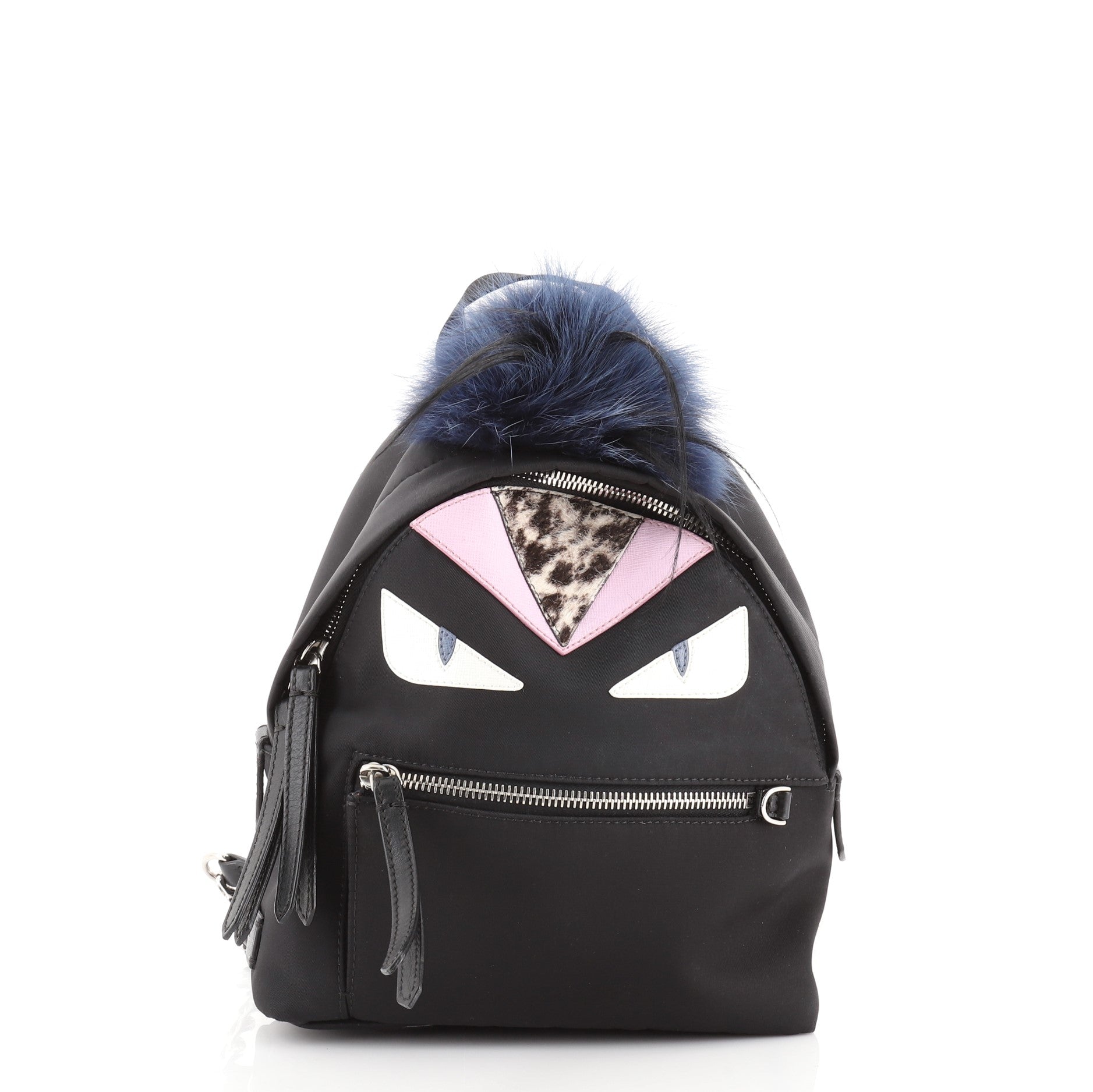 Monster Backpack Nylon with Leather and Fur Mini