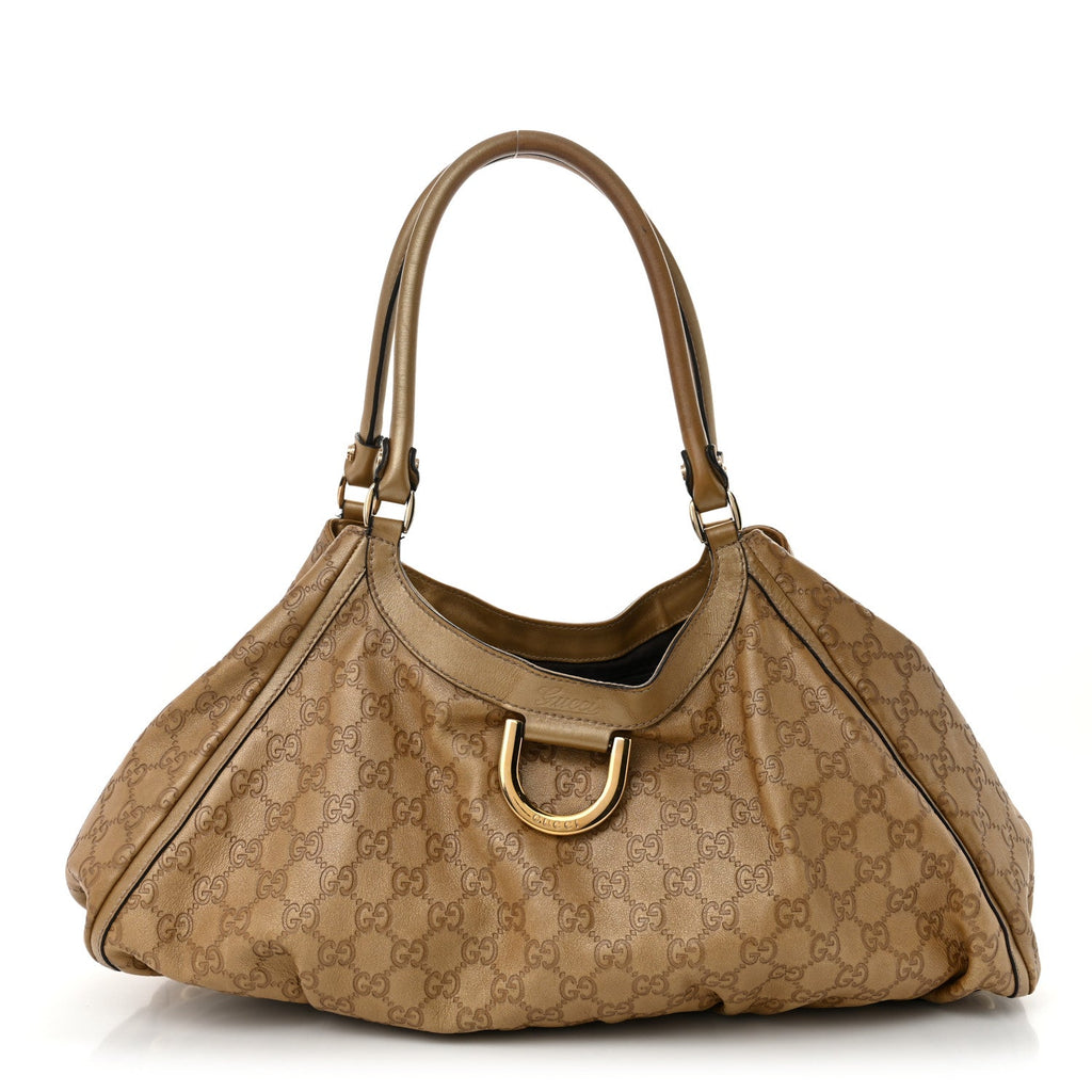 Metallic Guccissima Large D Gold Ring Hobo Gold