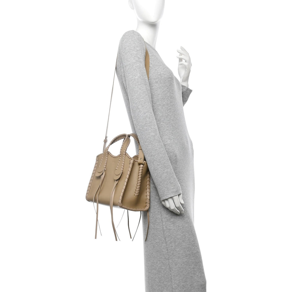 Calfskin Small Mony Tote Argil Brown