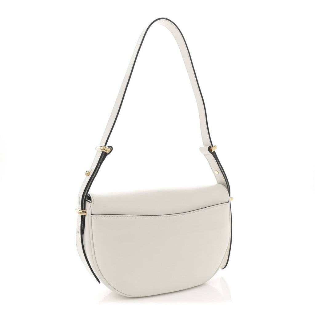 Soft Calfskin Triangle Arque Flap Shoulder Bag White