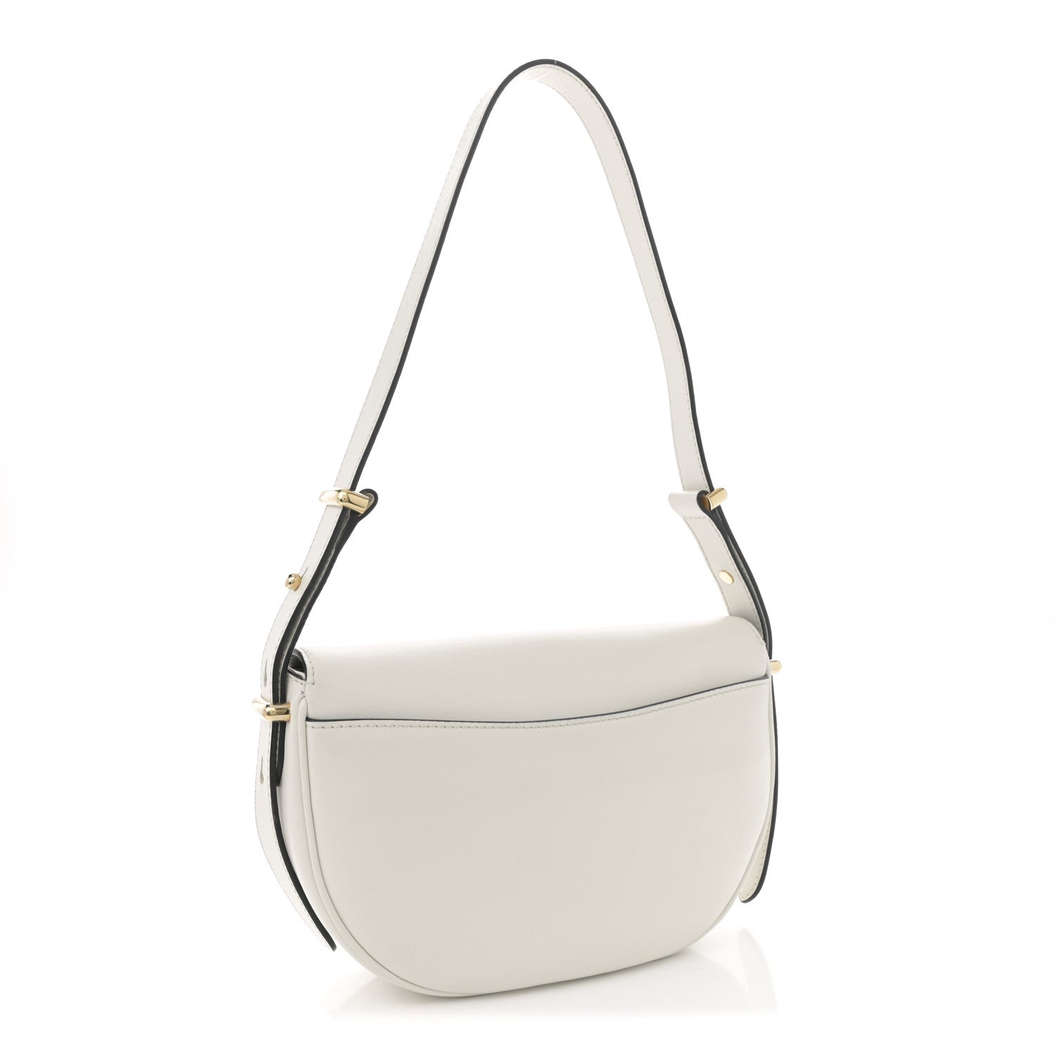 Soft Calfskin Triangle Arque Flap Shoulder Bag White