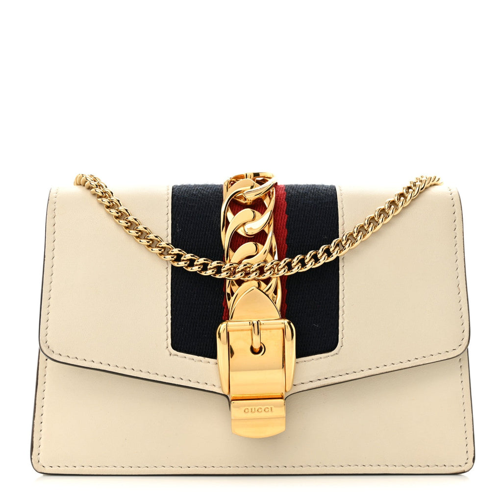 Calfskin Super Mini Sylvie Chain Shoulder Bag White