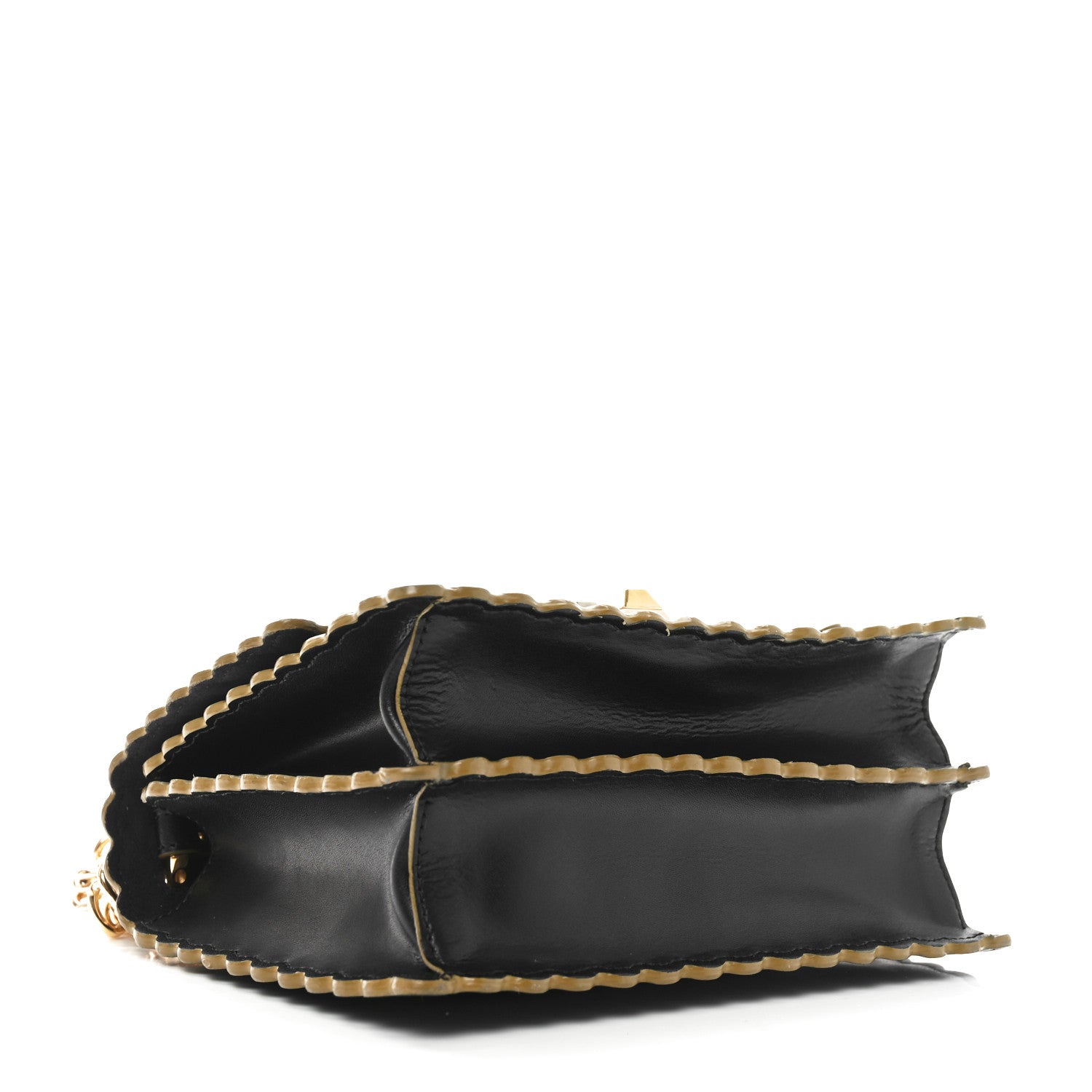 Vitello Liberty Scalloped Studded Small Kan I Shoulder Bag Black