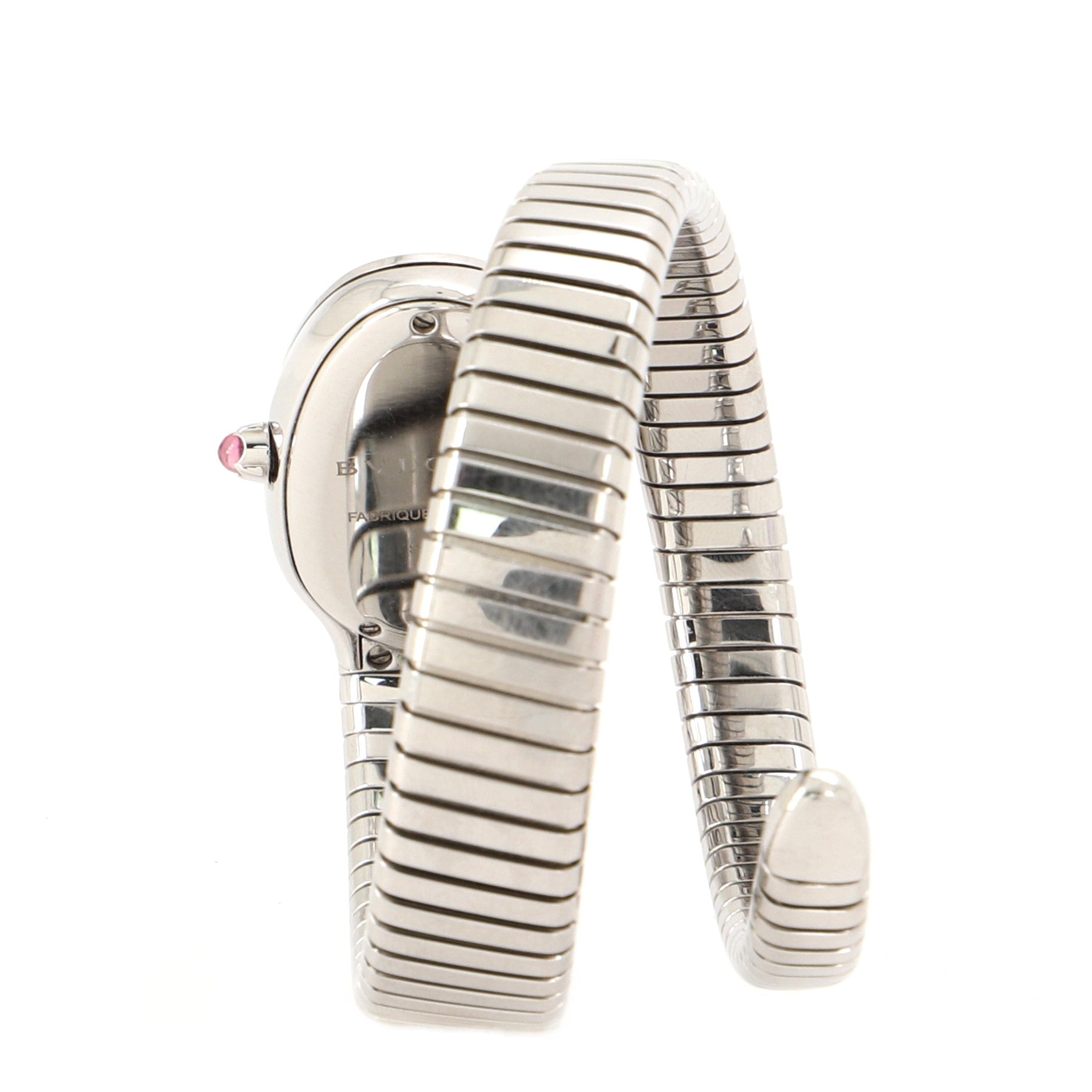 Serpenti Tubogas Single Spiral Quartz Watch Stainless Steel with Diamond Bezel 23