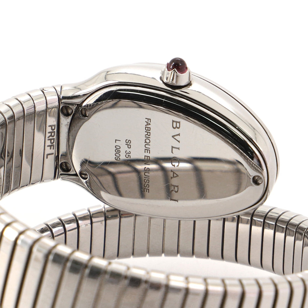 Serpenti Tubogas Single Spiral Quartz Watch Stainless Steel with Diamond Bezel 23