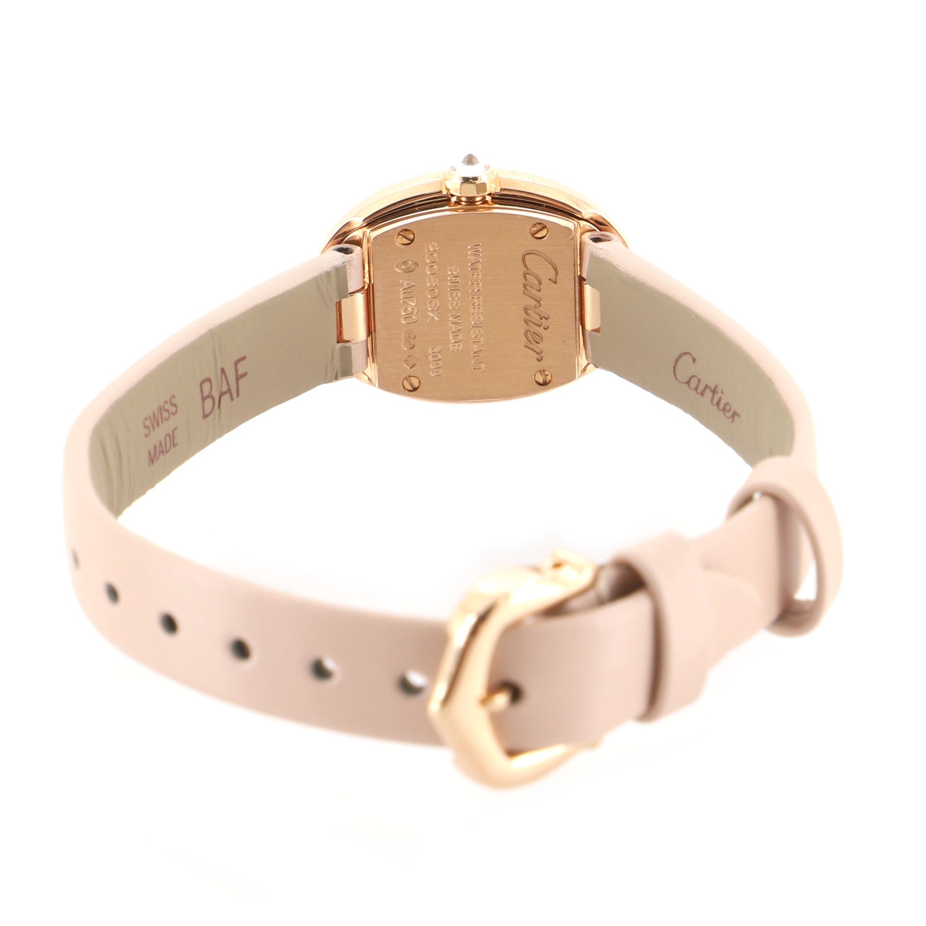 Baignoire Quartz Watch Rose Gold and Satin with Diamond Bezel 18