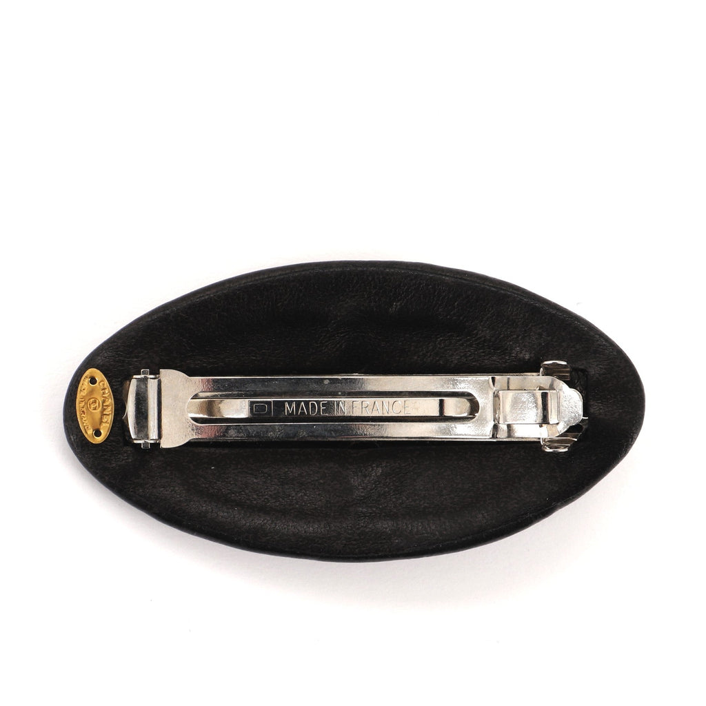 CC Oval Hair Barrette Leather XS