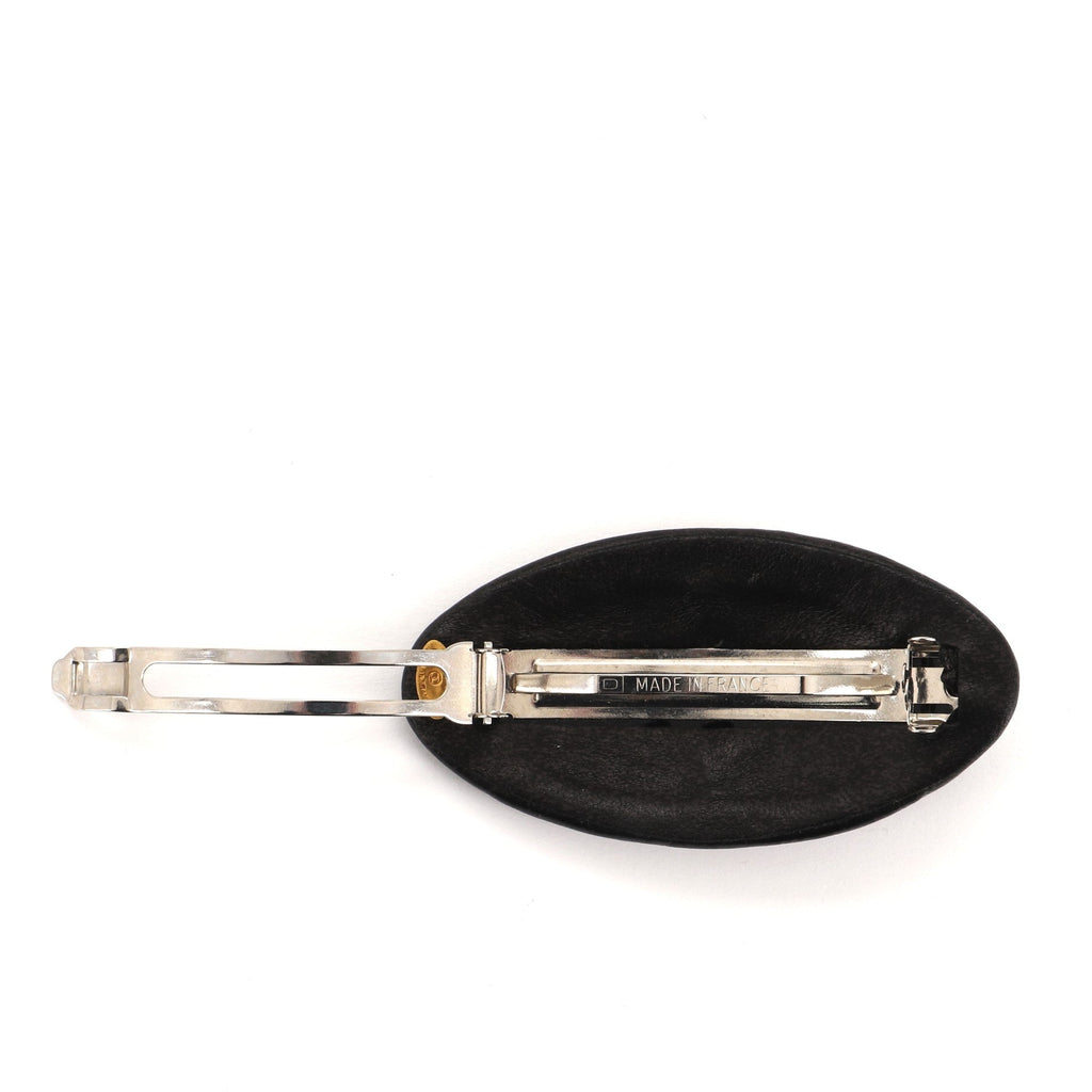 CC Oval Hair Barrette Leather XS