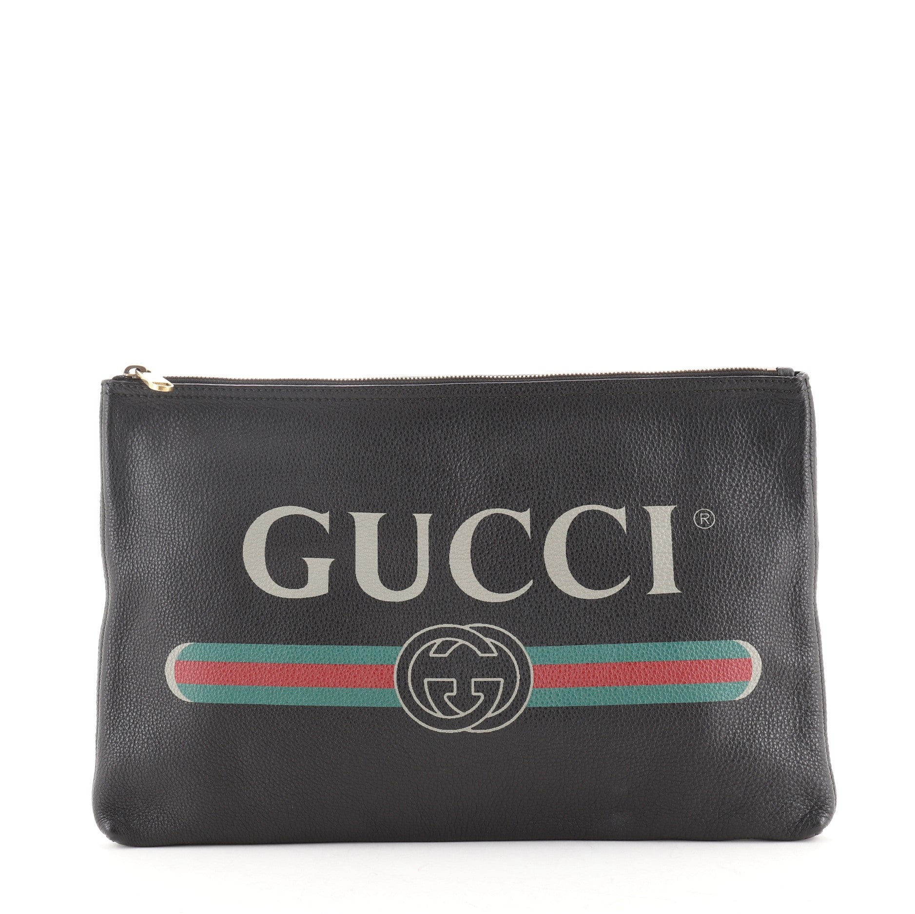 Logo Portfolio Clutch Printed Leather Large