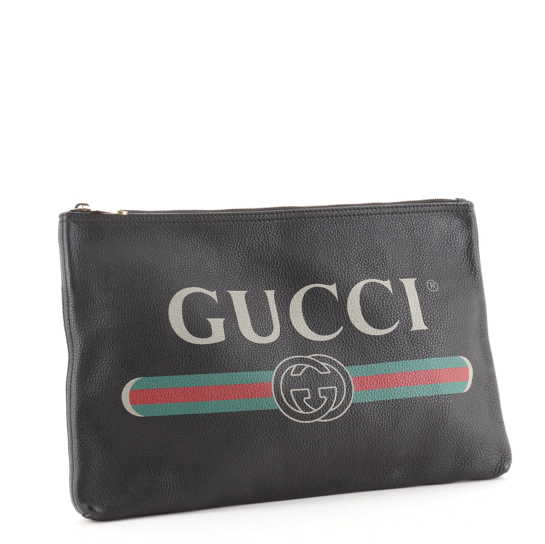 Logo Portfolio Clutch Printed Leather Large