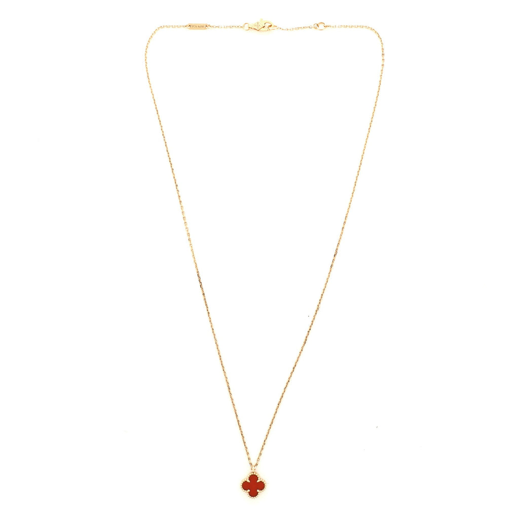 Sweet Alhambra Carnelian Necklace 18K Rose Gold