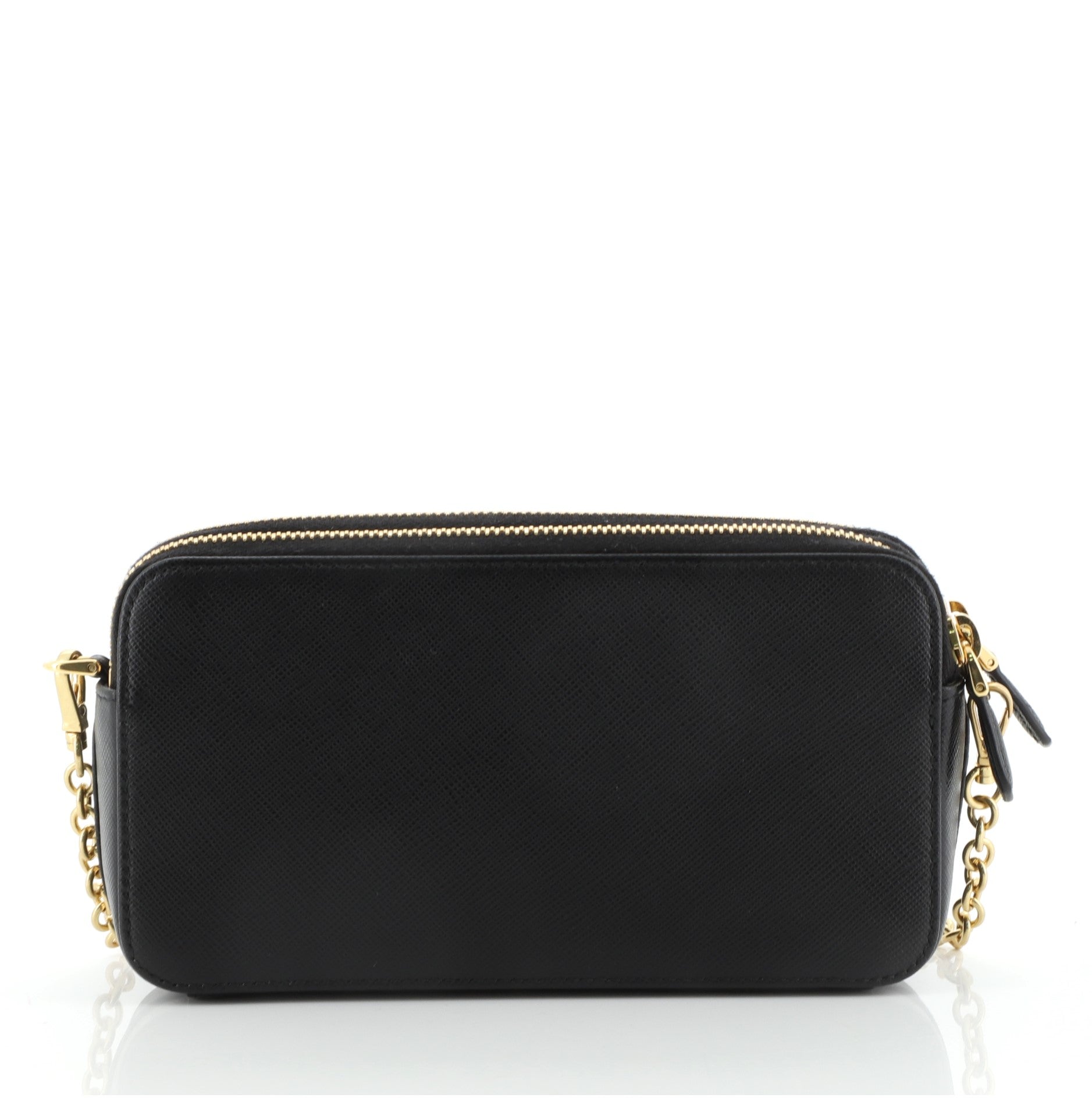 Double Zip Wallet on Chain Crossbody Saffiano Leather Mini