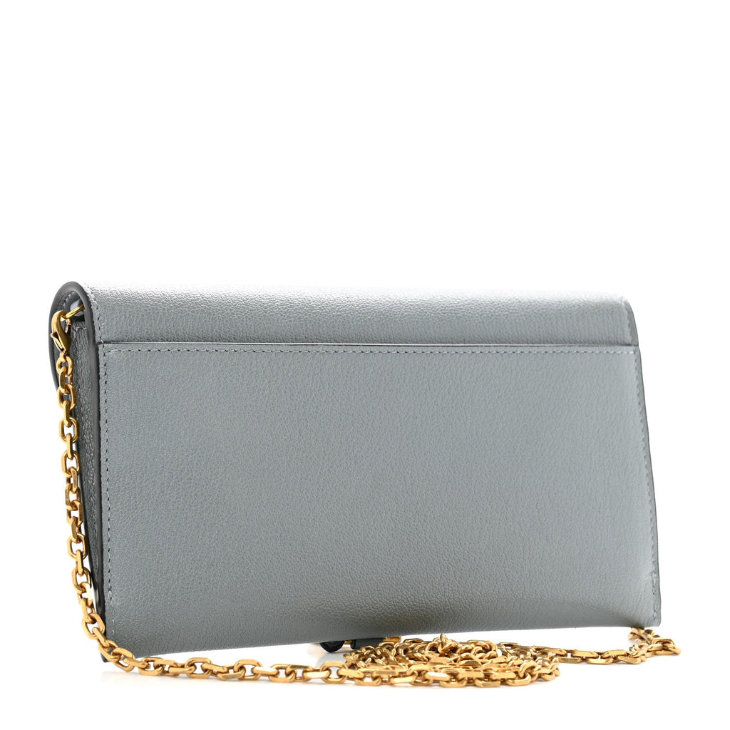 Goatskin Saddle Chain Wallet Pouch Cloud Blue