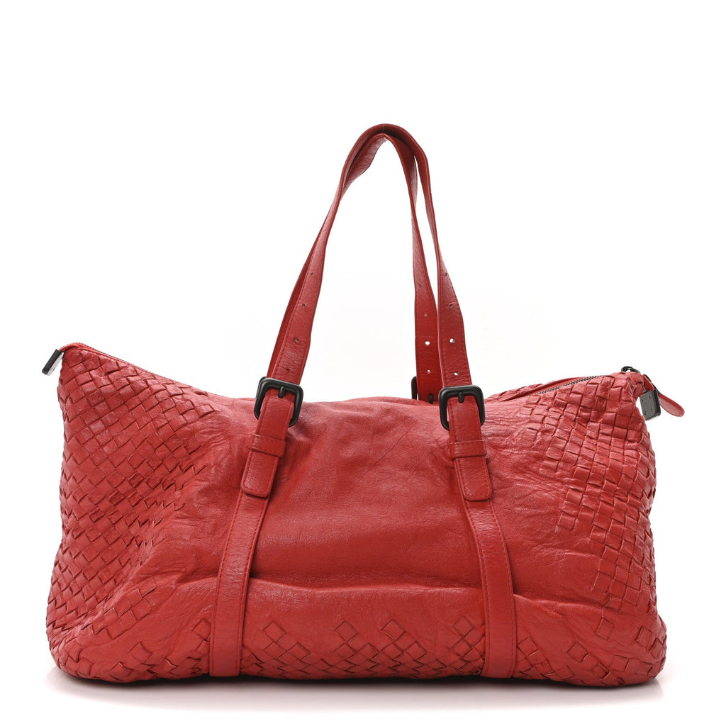 Nappa Intrecciato Buckle Tote Red