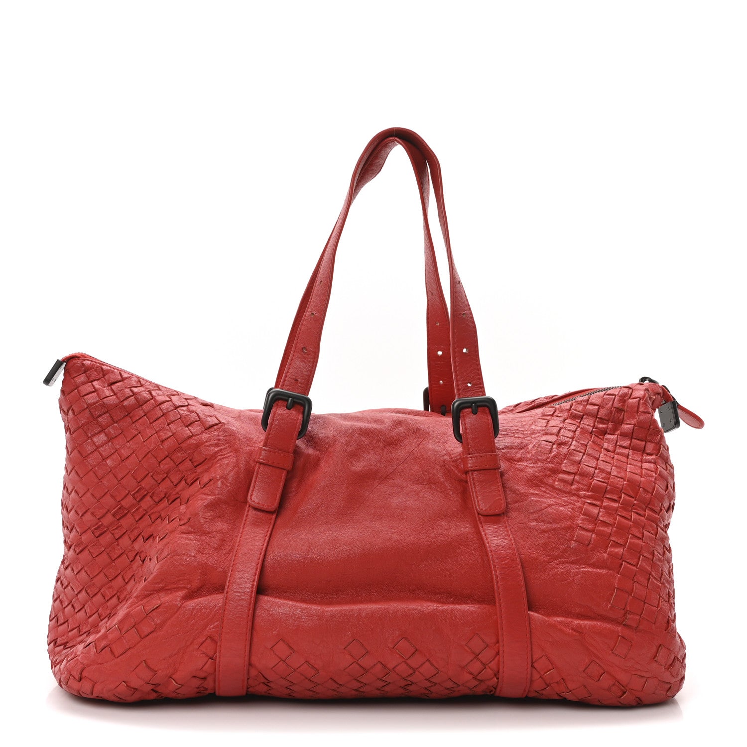 Nappa Intrecciato Buckle Tote Red