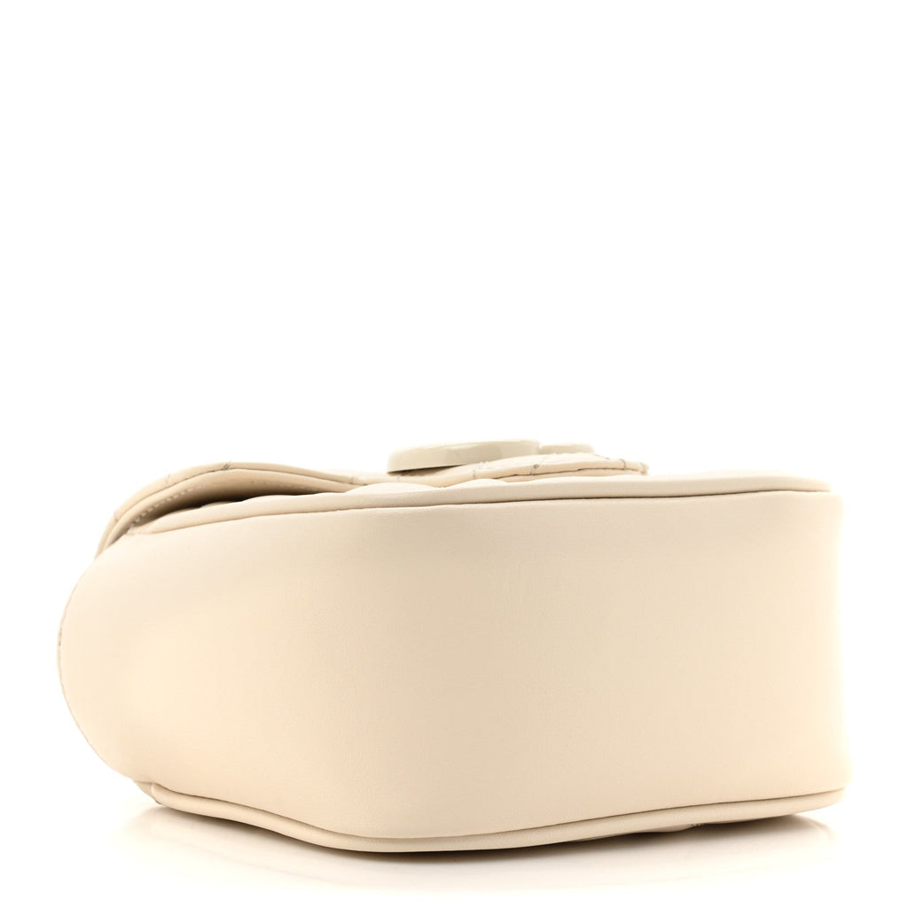 Calfskin Matelasse Monochrome GG Marmont Chain Mini Belt Bag Mystic White