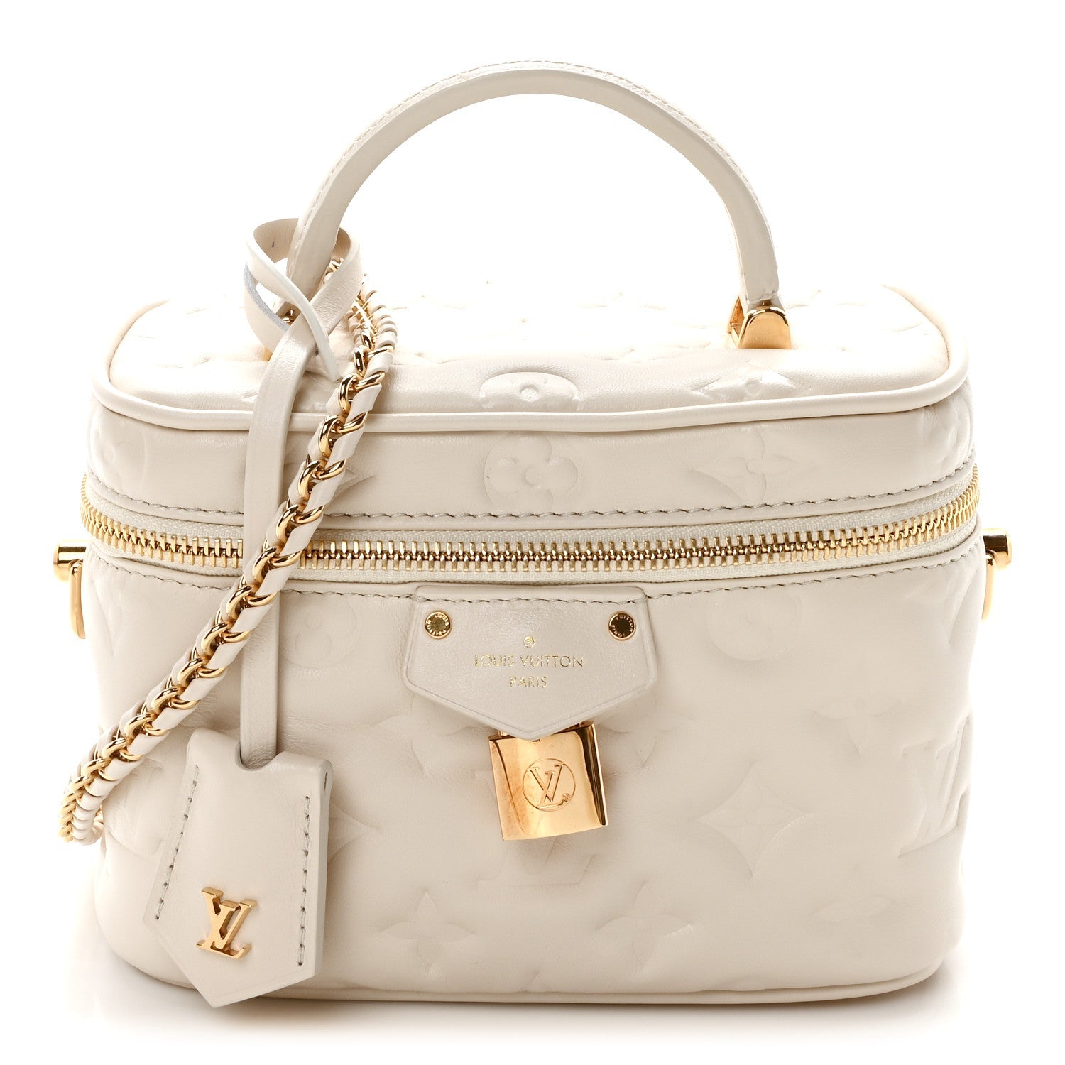 Lambskin Embossed Monogram Vanity PM Cream