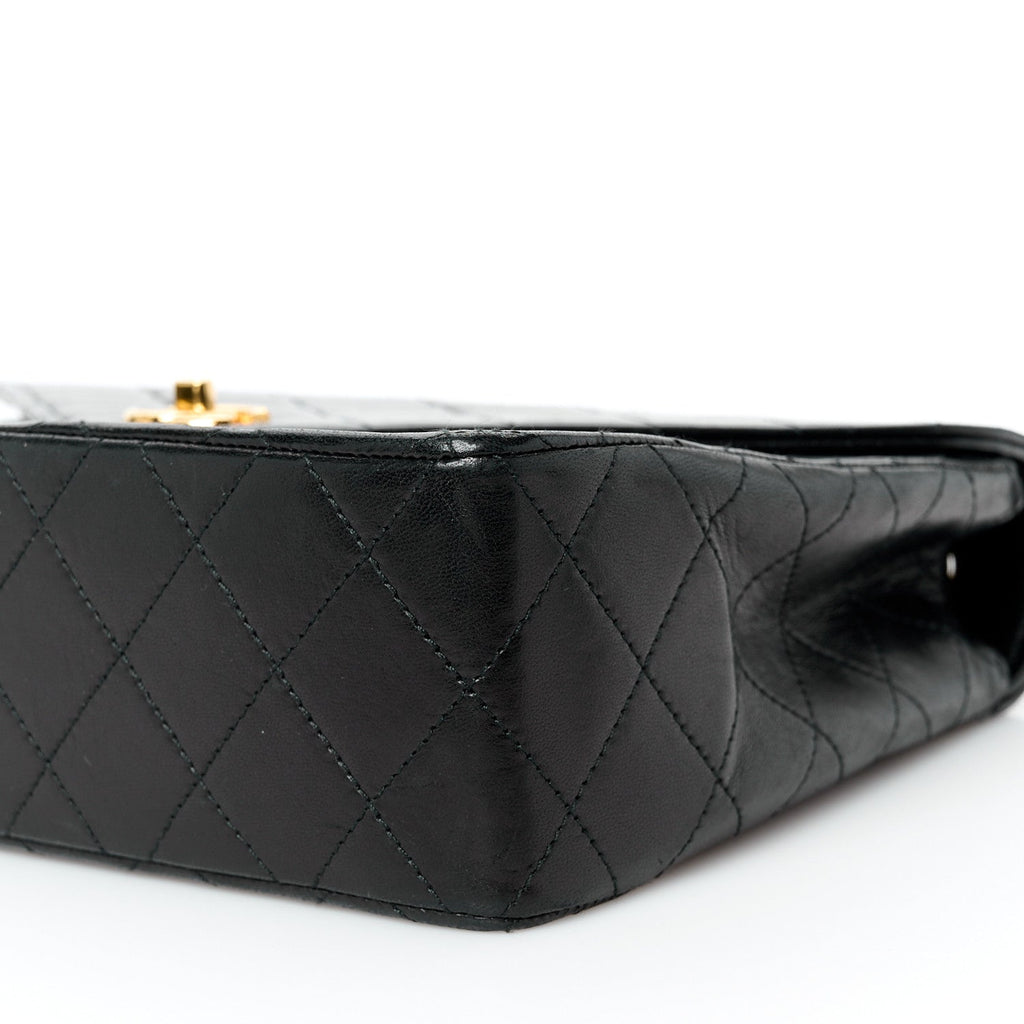 Lambskin Diamond Stitch Envelope Single Flap Black