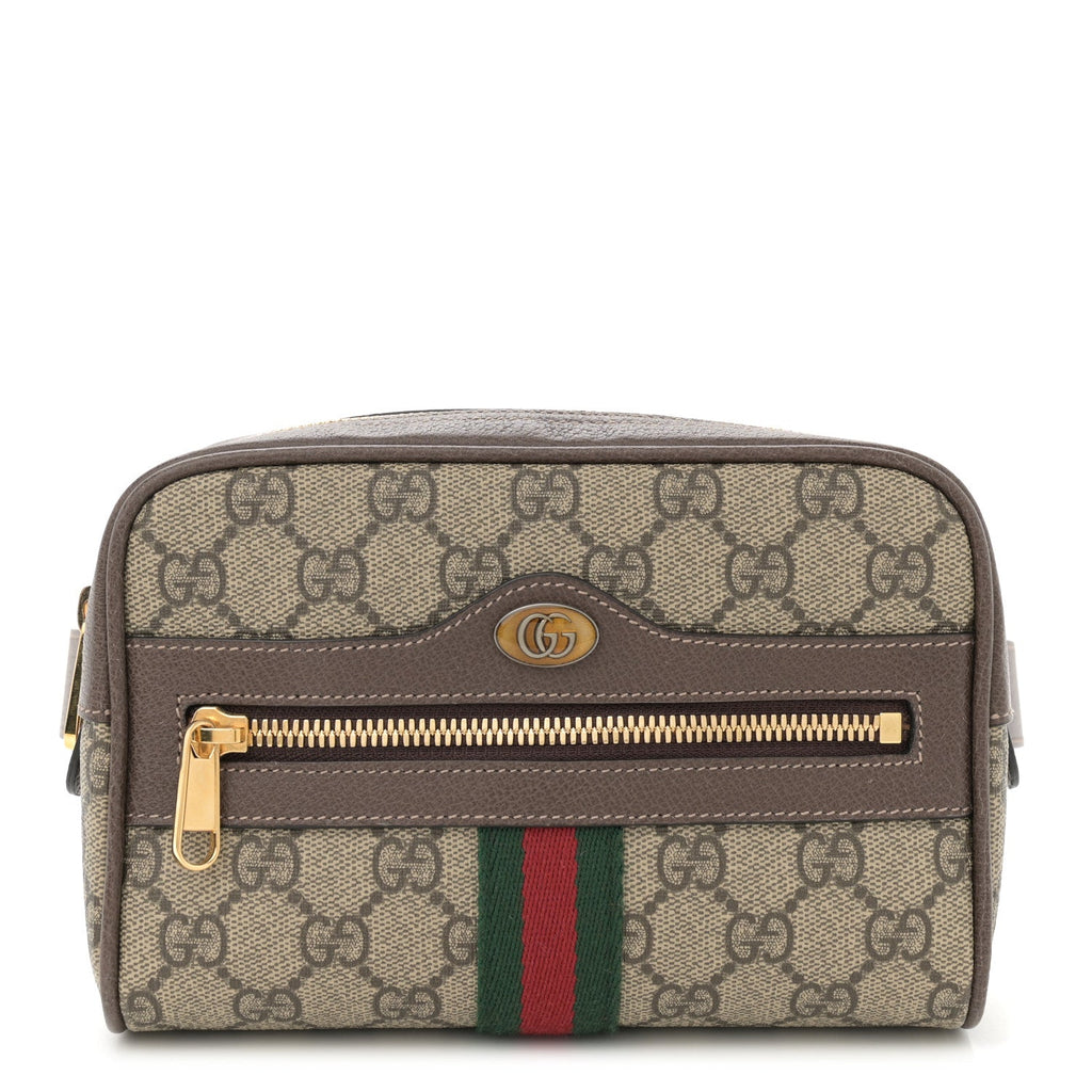 GG Supreme Monogram Web Small Ophidia Belt Bag 85 34 Dark Brown