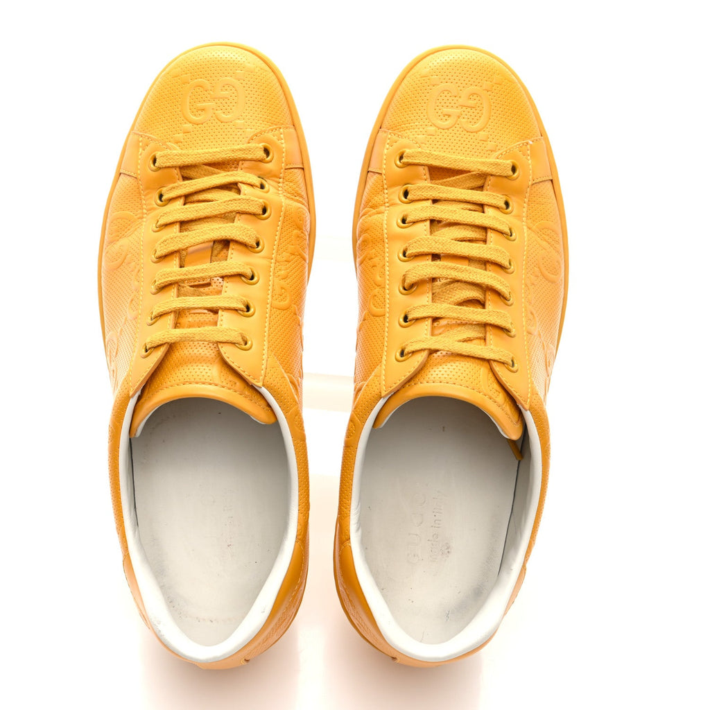 Calfskin GG Tennis Embossed Mens Ace Sneakers 39 Crop