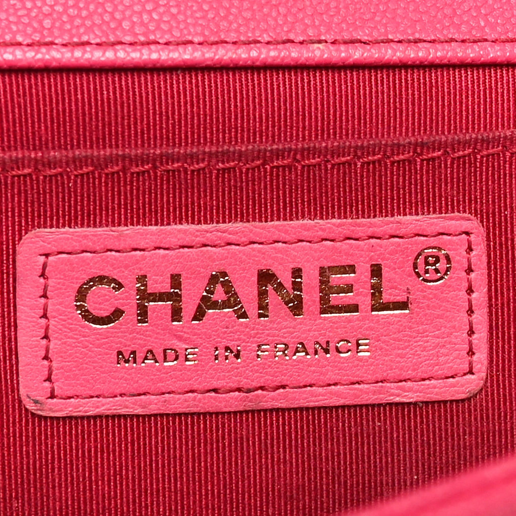 Caviar Quilted Medium Boy Flap Dark Pink