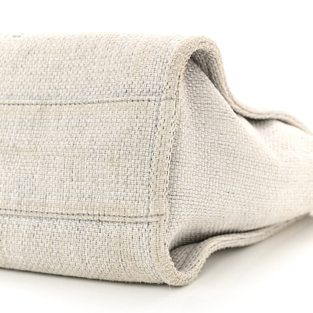 Woven Straw Raffia Small Deauville Tote Grey