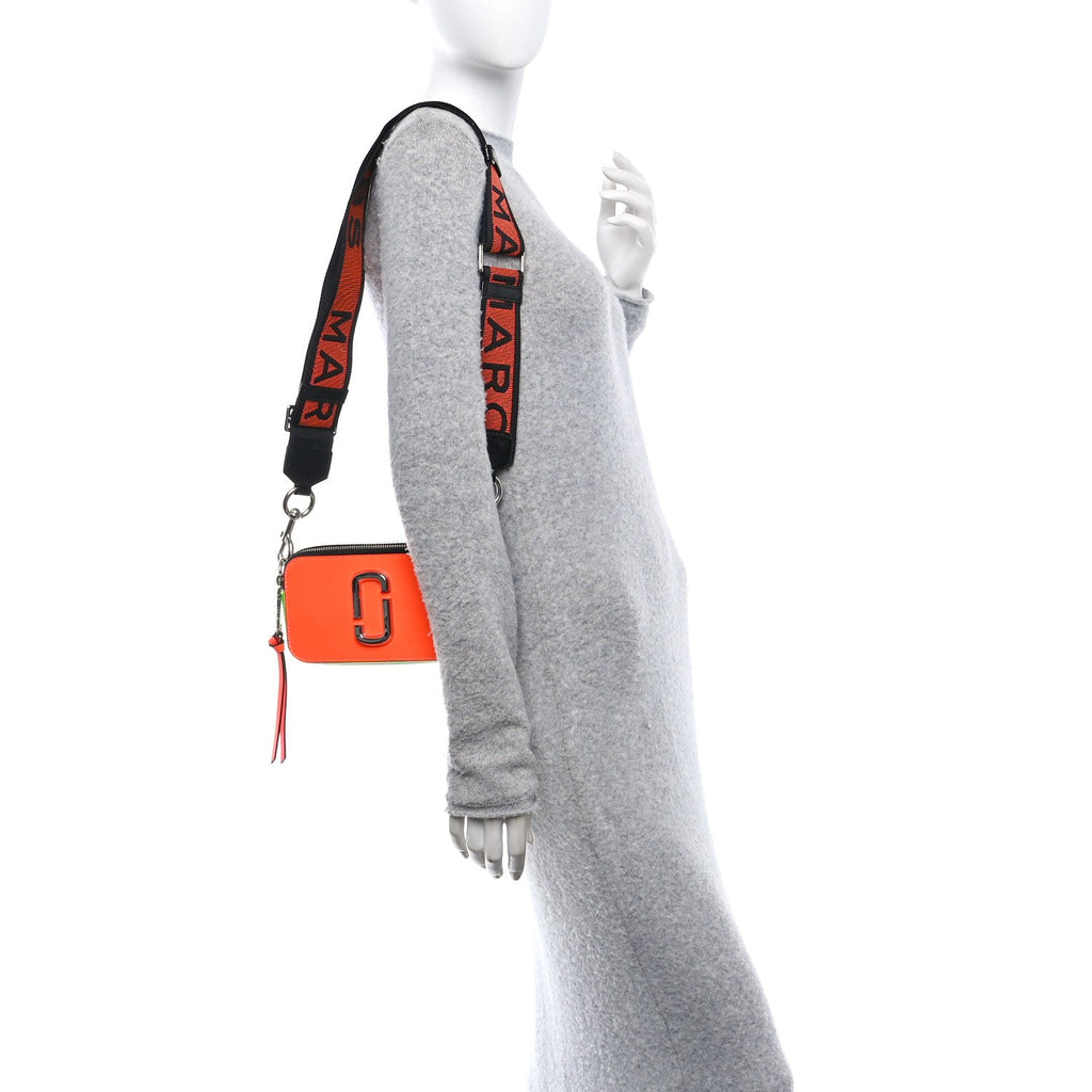 Saffiano Small Fluoro Snapshot Camera Bag Neon Orange