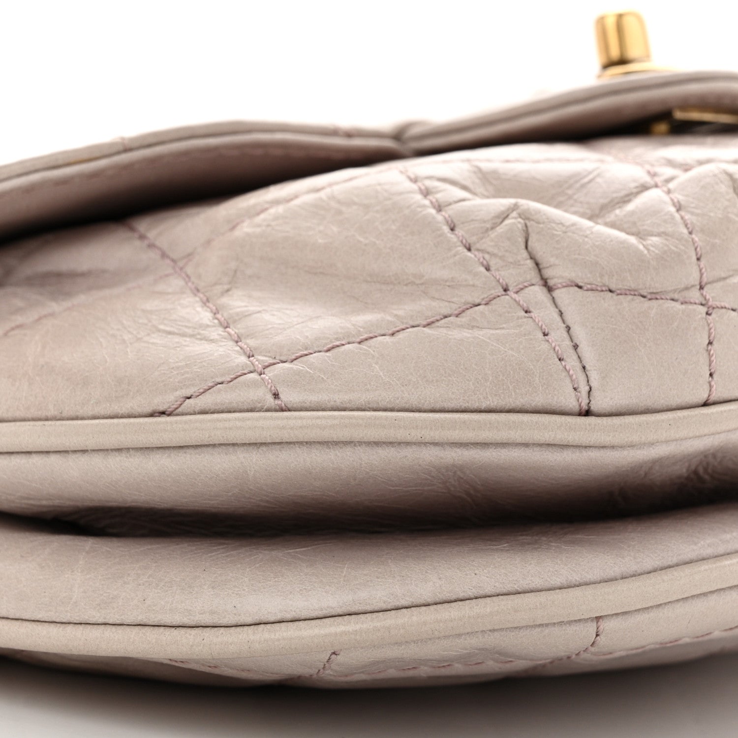 Glazed Calfskin Quilted Medium Bubble CC Flap Light Pink