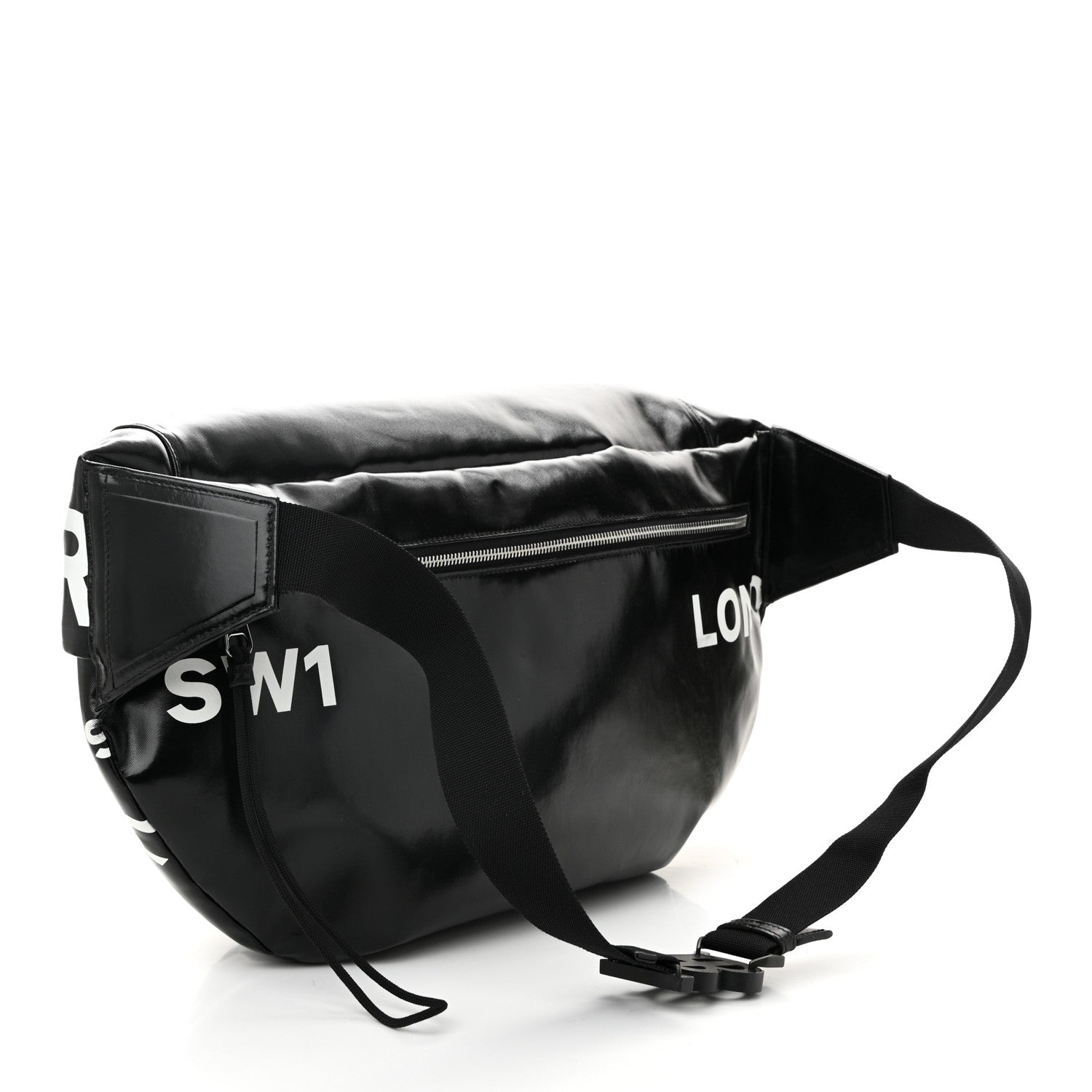Coated Canvas Horseferry Print Extra Large Bum Bag Black