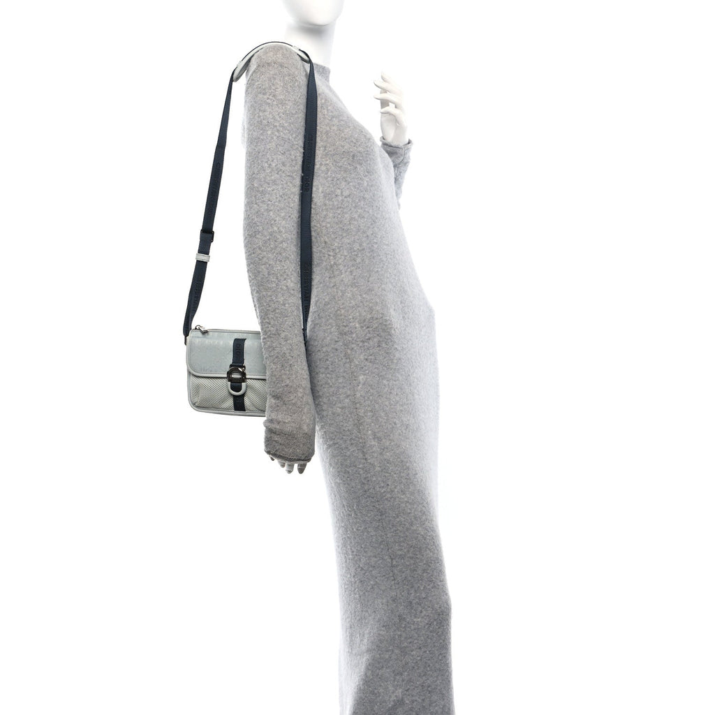 Technical Mesh Oblique Messenger Pouch Grey Blue