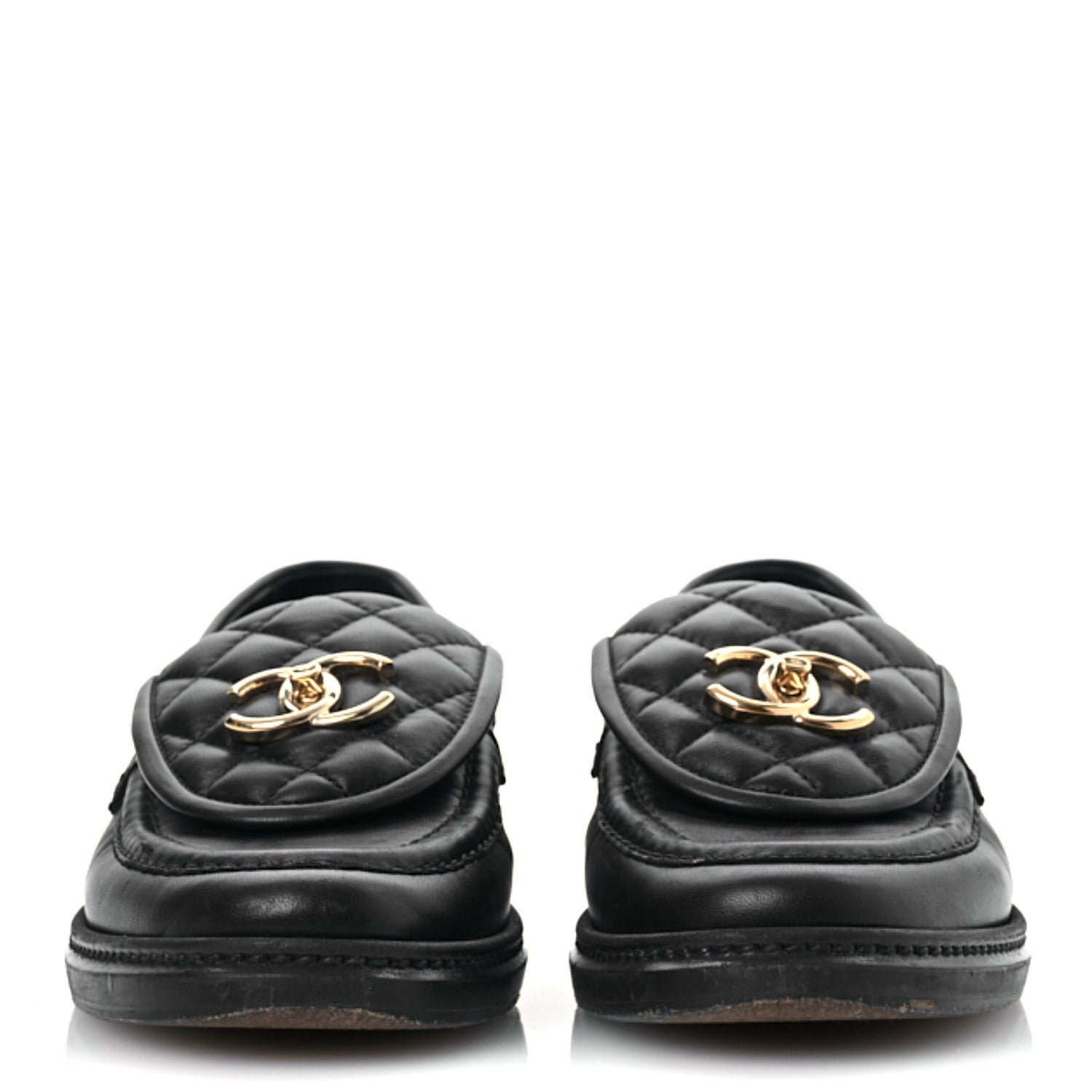 Lambskin Quilted CC Turnlock Loafers 37 Navy