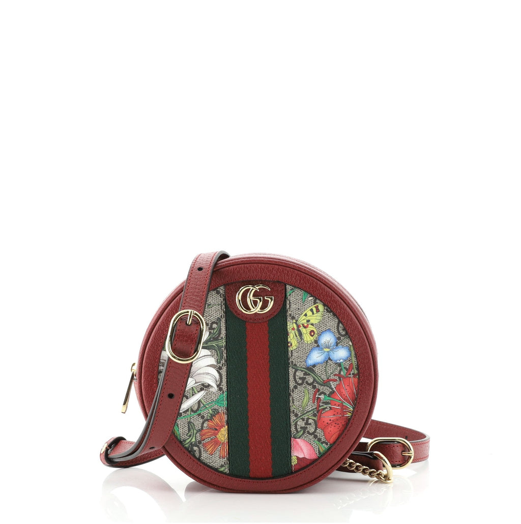 Ophidia Round Backpack Flora GG Coated Canvas Mini