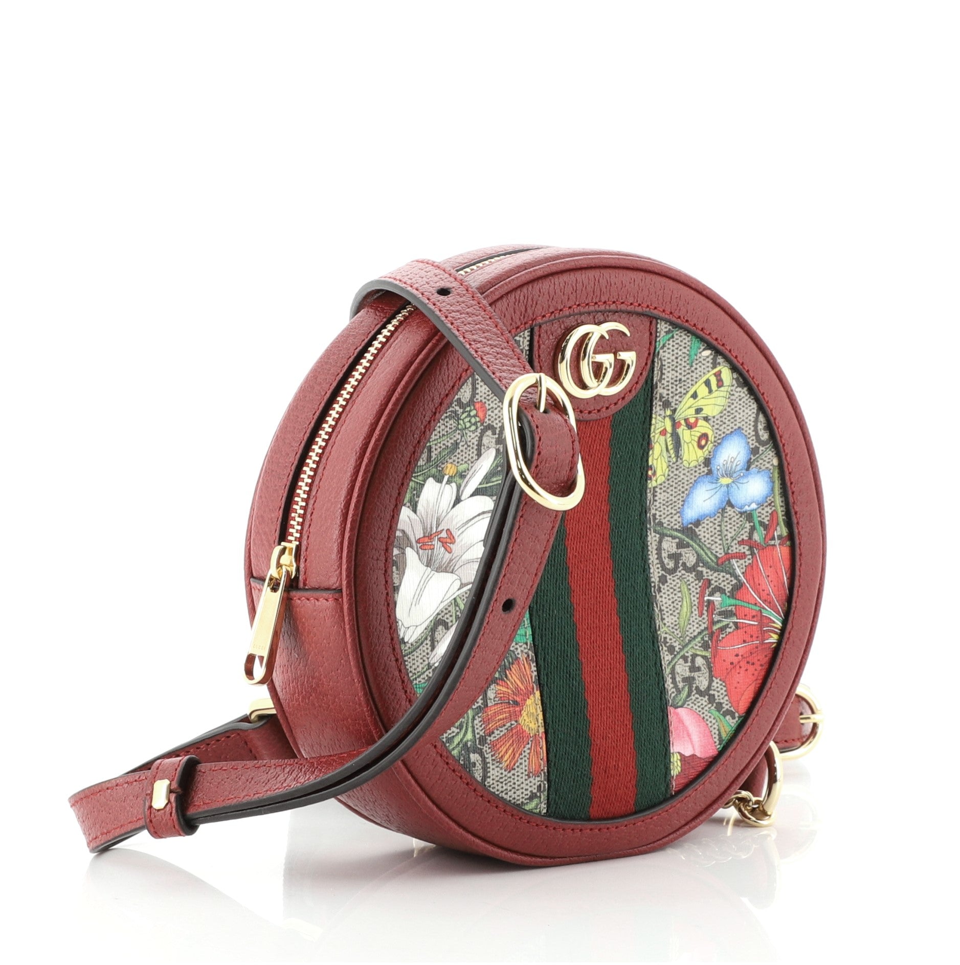 Ophidia Round Backpack Flora GG Coated Canvas Mini