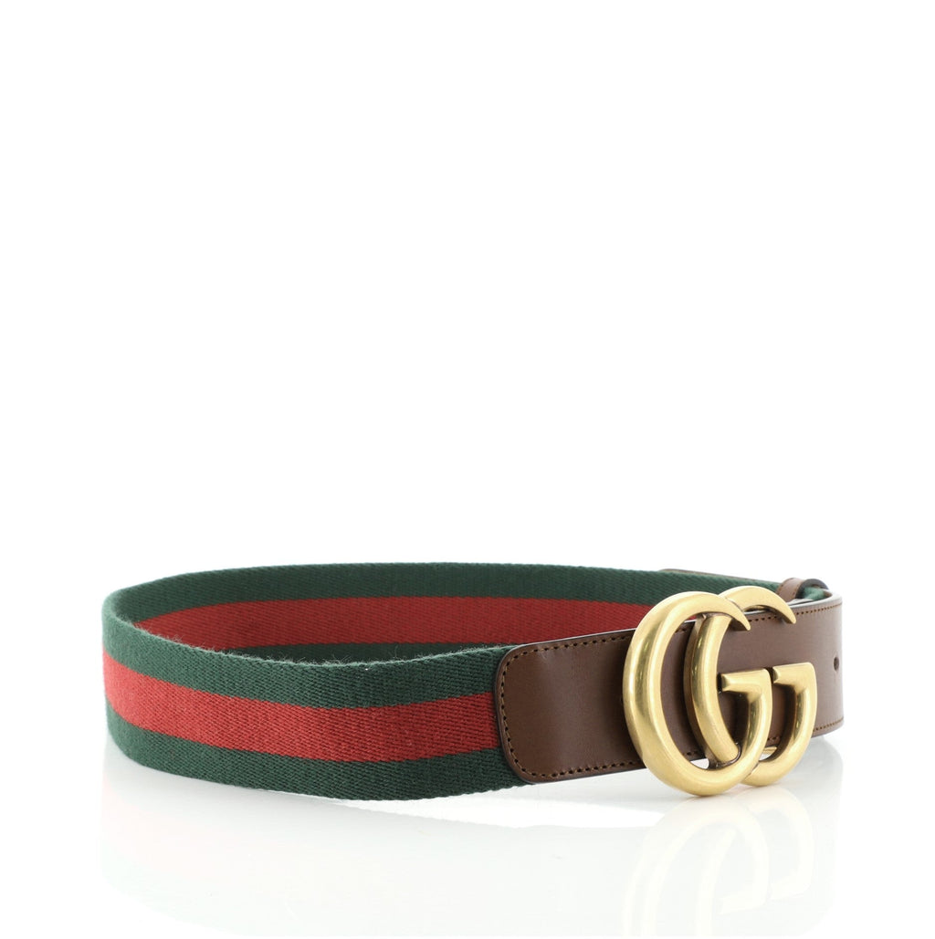 GG Marmont Web Belt Canvas and Leather Wide 75