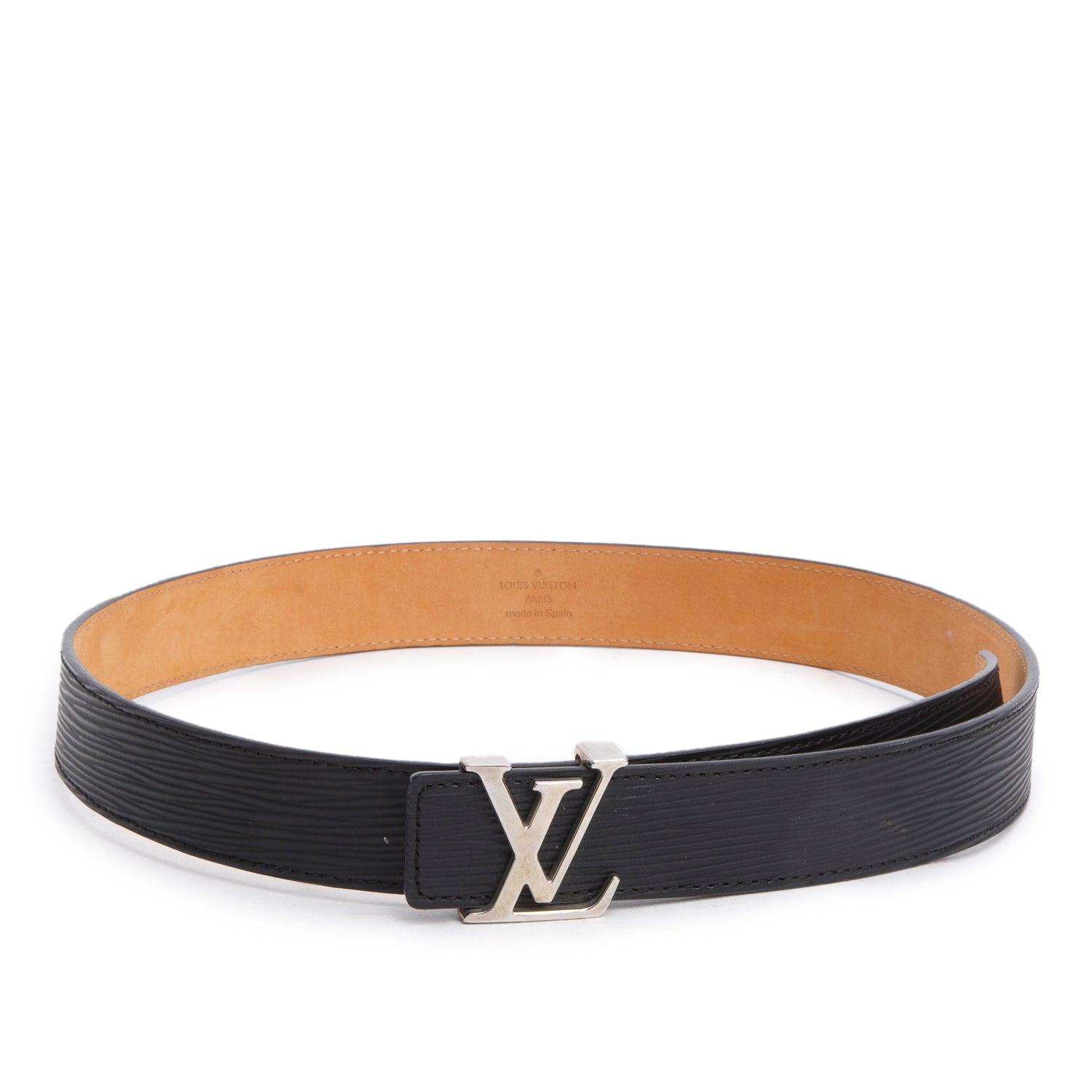 Louis Vuitton Black Epi Leather LV Initiales 30 MM Belt 80 32