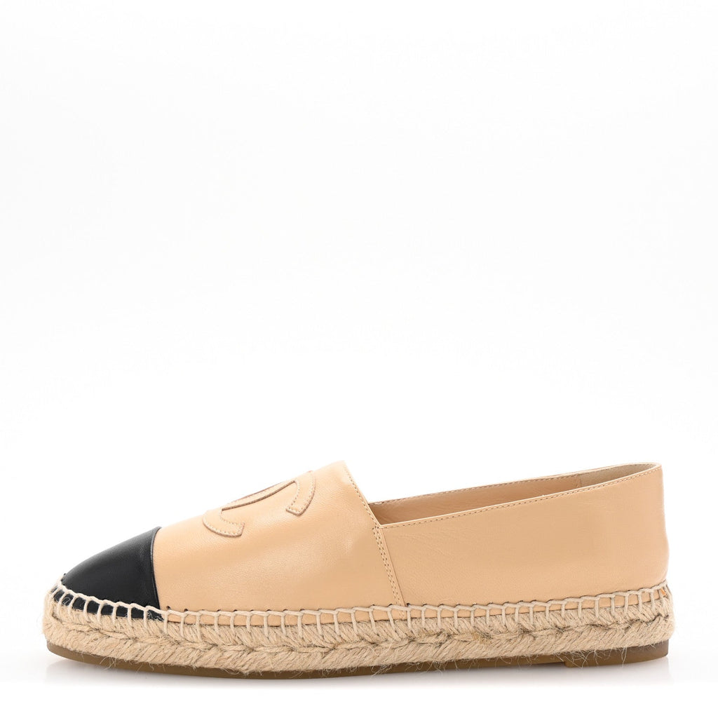 Lambskin CC Espadrilles 40 Beige Black