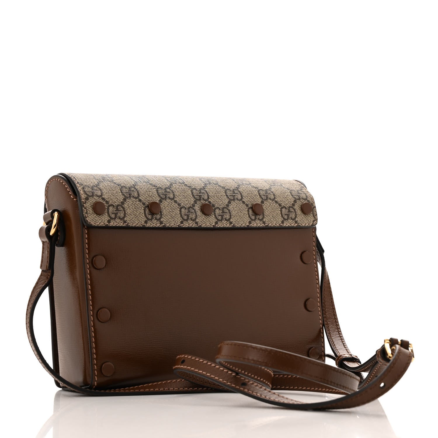 GG Supreme Monogram Script Logo Heart Crossbody Bag Beige Brown