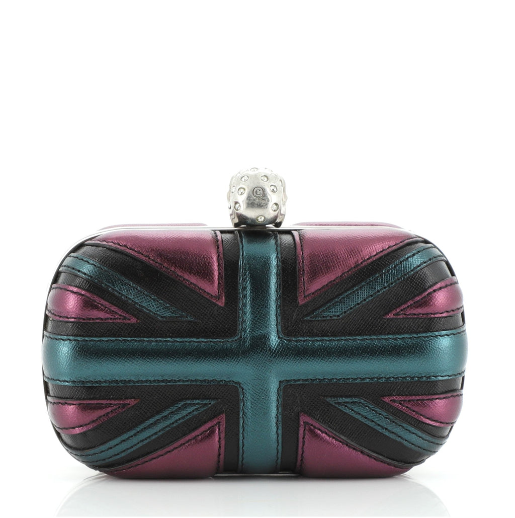 Britannia Skull Box Clutch Leather Small